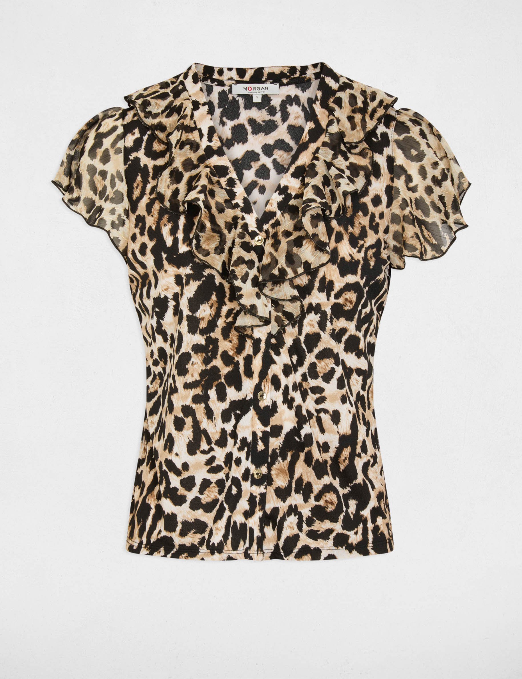 T-shirt voile col v multicolore femme