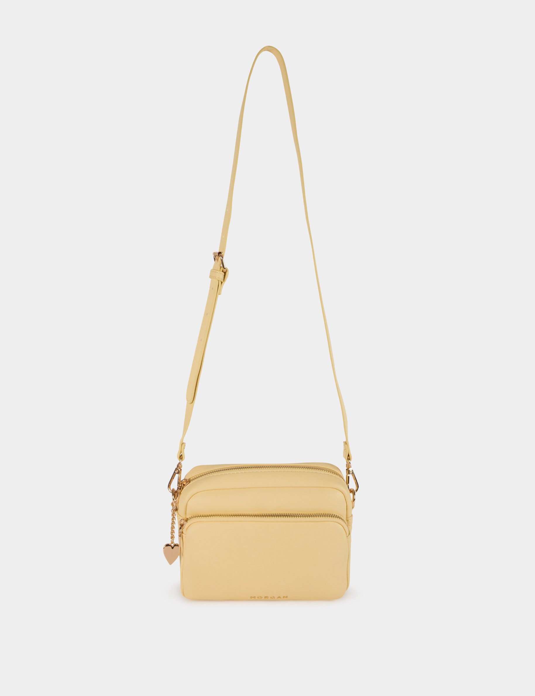 Schoudertas van imitatieleer pastel geel vrouw