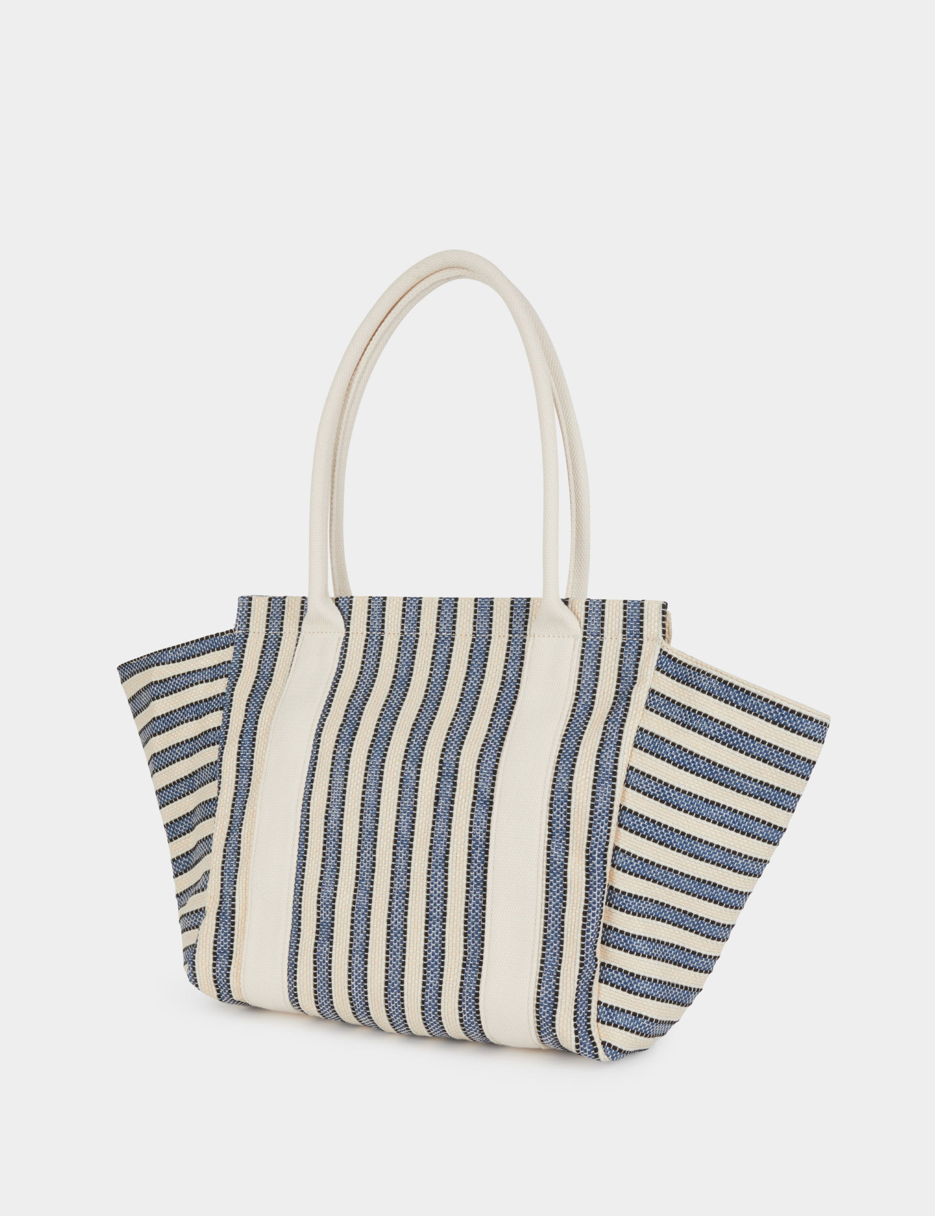 Gestreepte shopper ecru vrouw