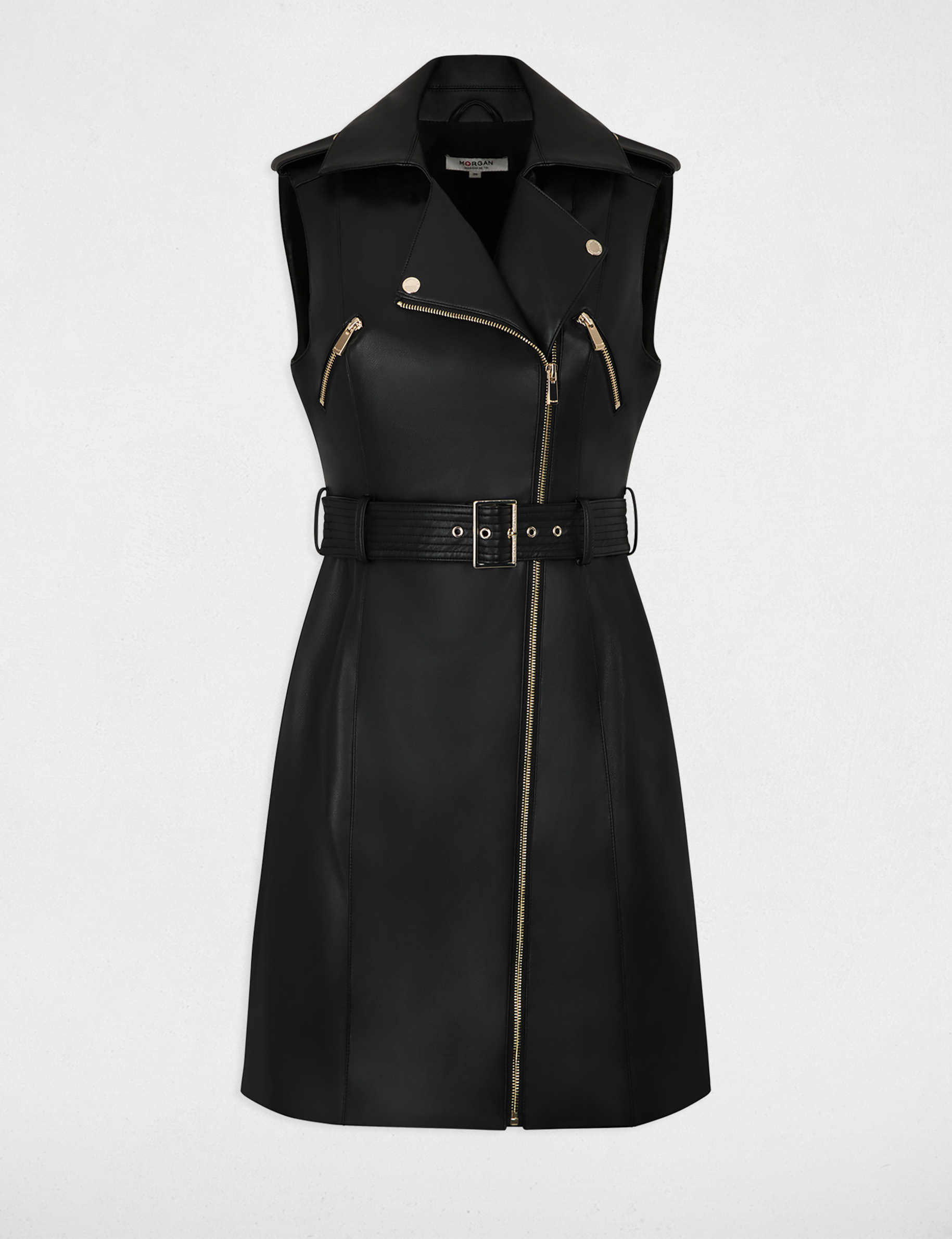 Robe courte similicuir noir femme