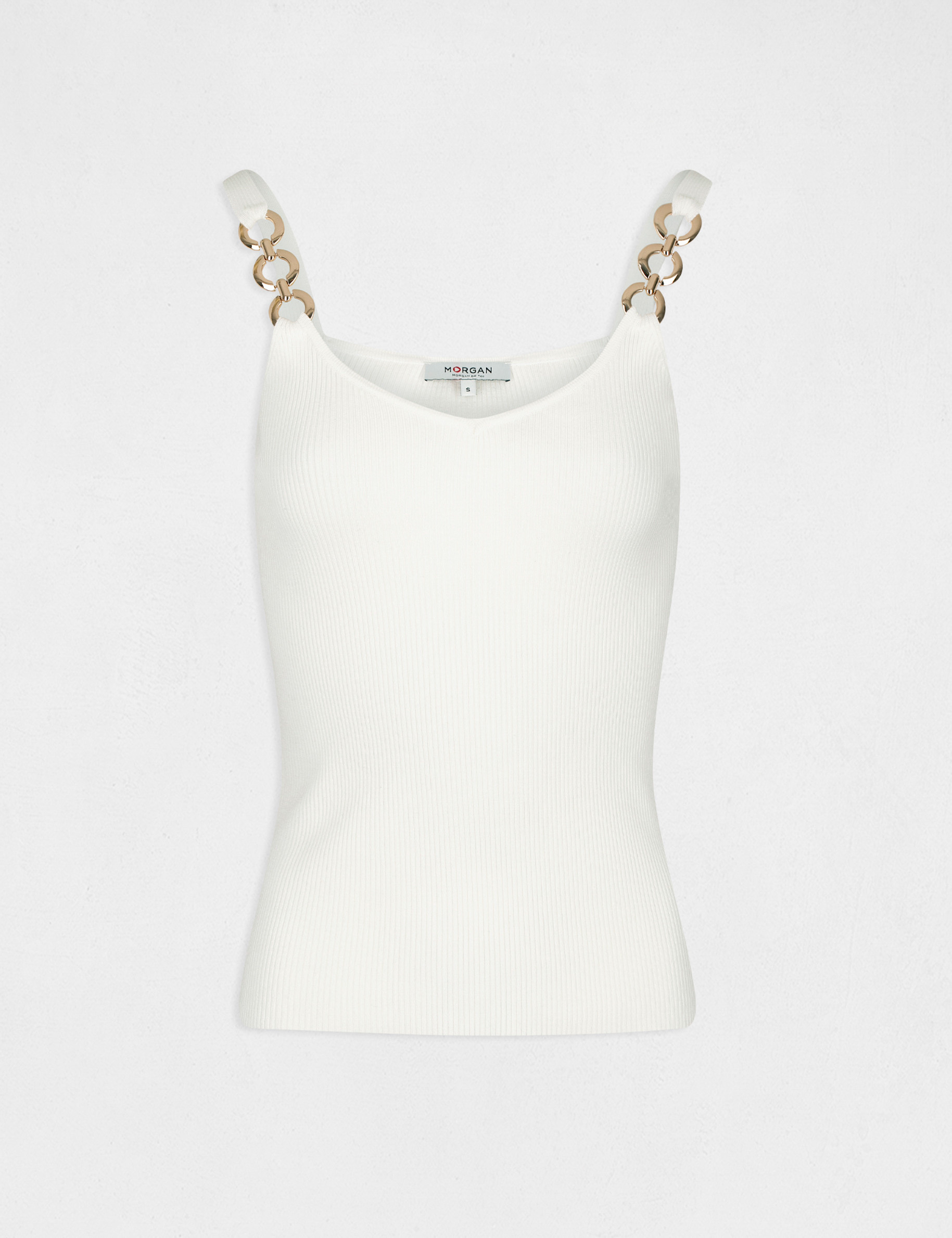 Gilet met metaalkleurige versiering ecru vrouw