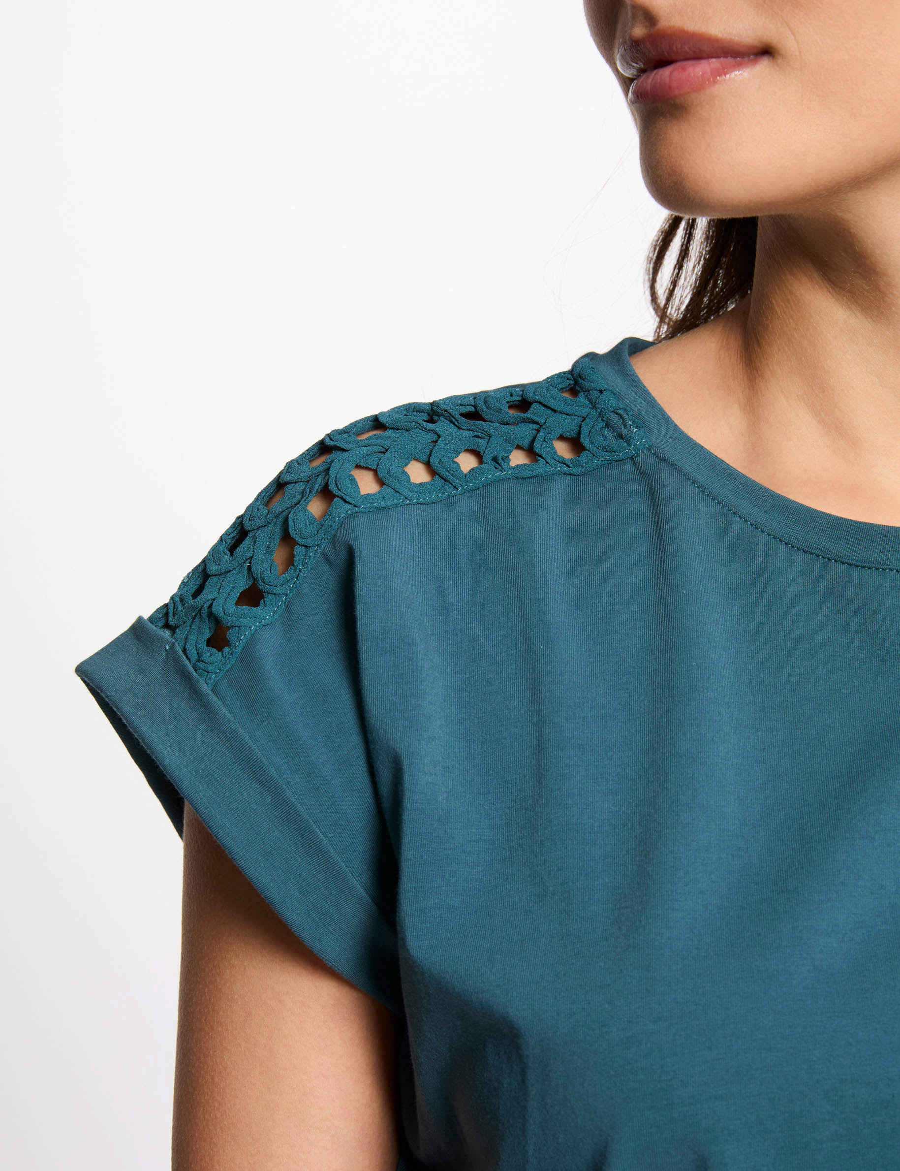 t shirt met korte mouwen bleu petrole vrouw T-shirt met korte mouwen bleu pétrole vrouw