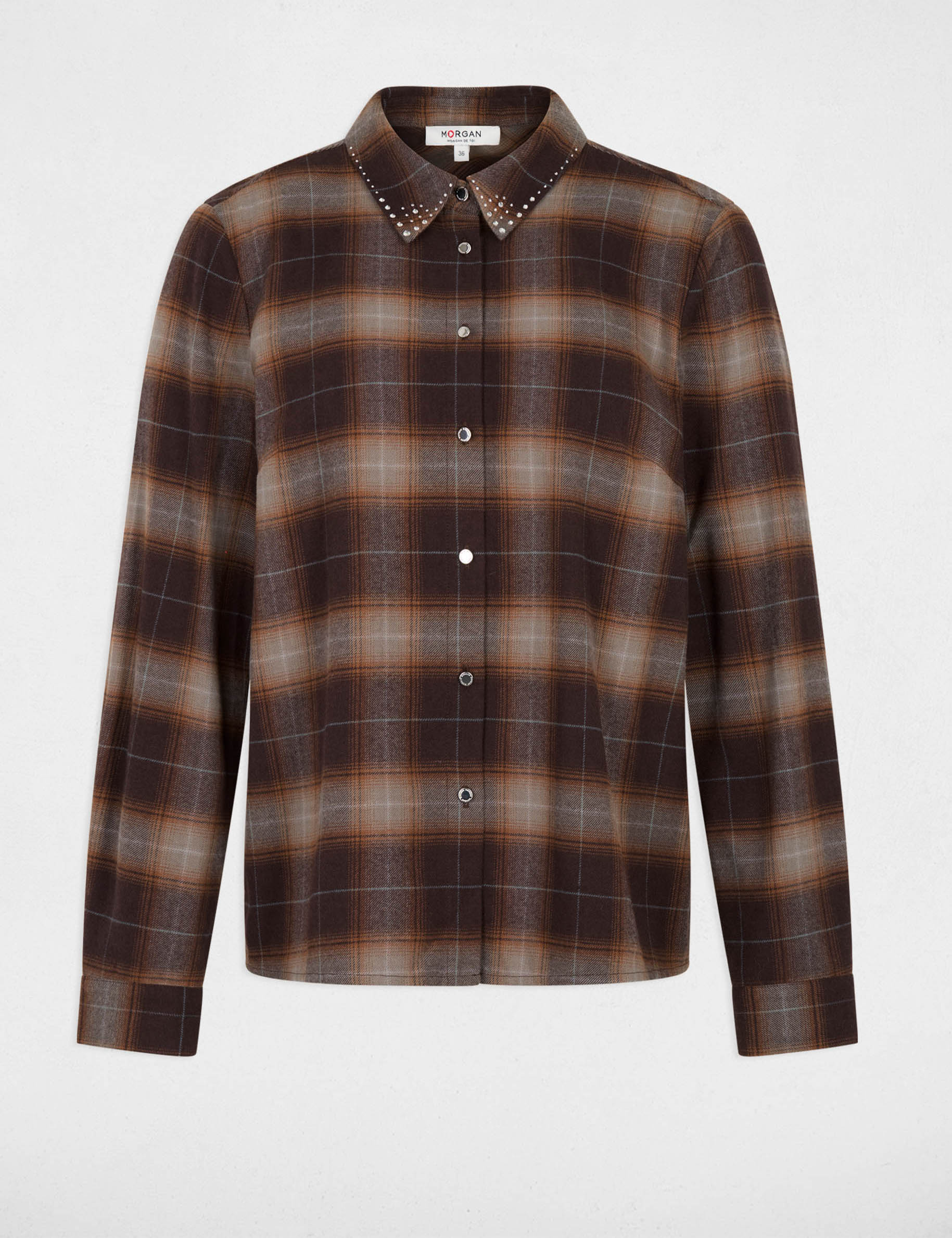 Chemise droite &agrave; carreaux multicolore femme