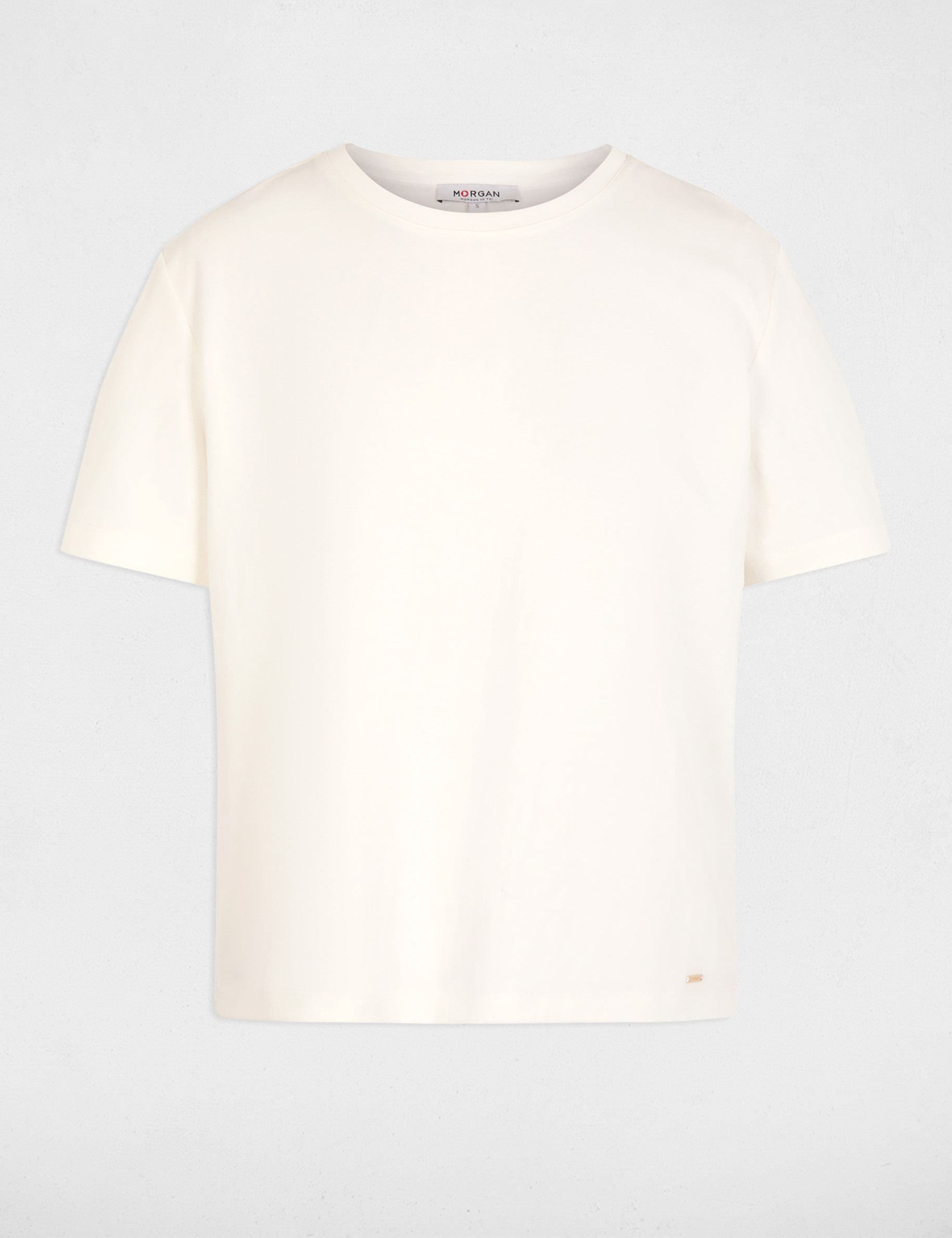 T-shirt met ronde hals helder wit vrouw