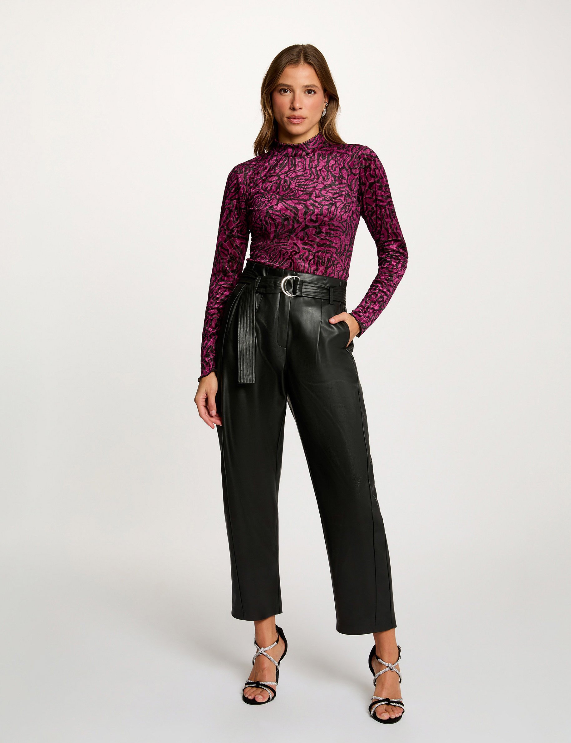 t shirt velours col montant multicolore femme T-shirt velours col montant multicolore femme