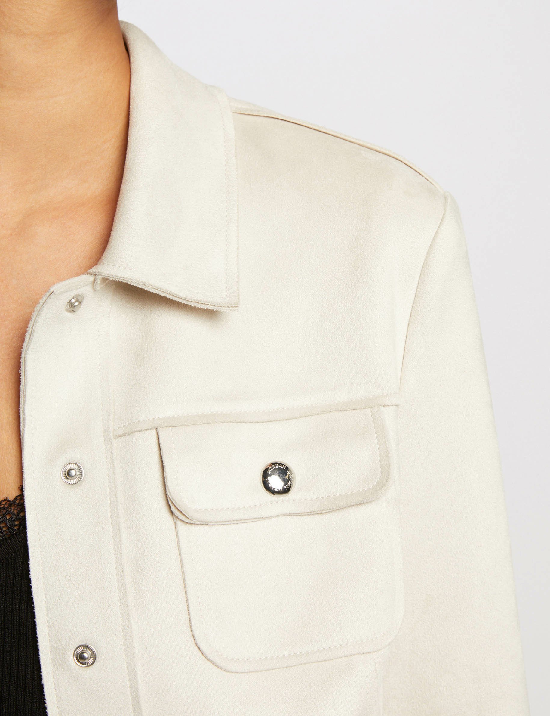 blouson suedine boutonne ecru femme Blouson suédine boutonné ecru femme