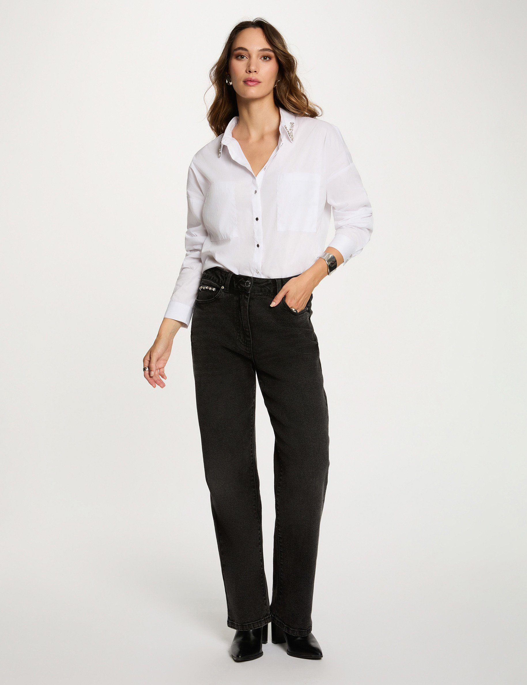 chemise oversize strass blanc femme Chemise oversize strass blanc femme