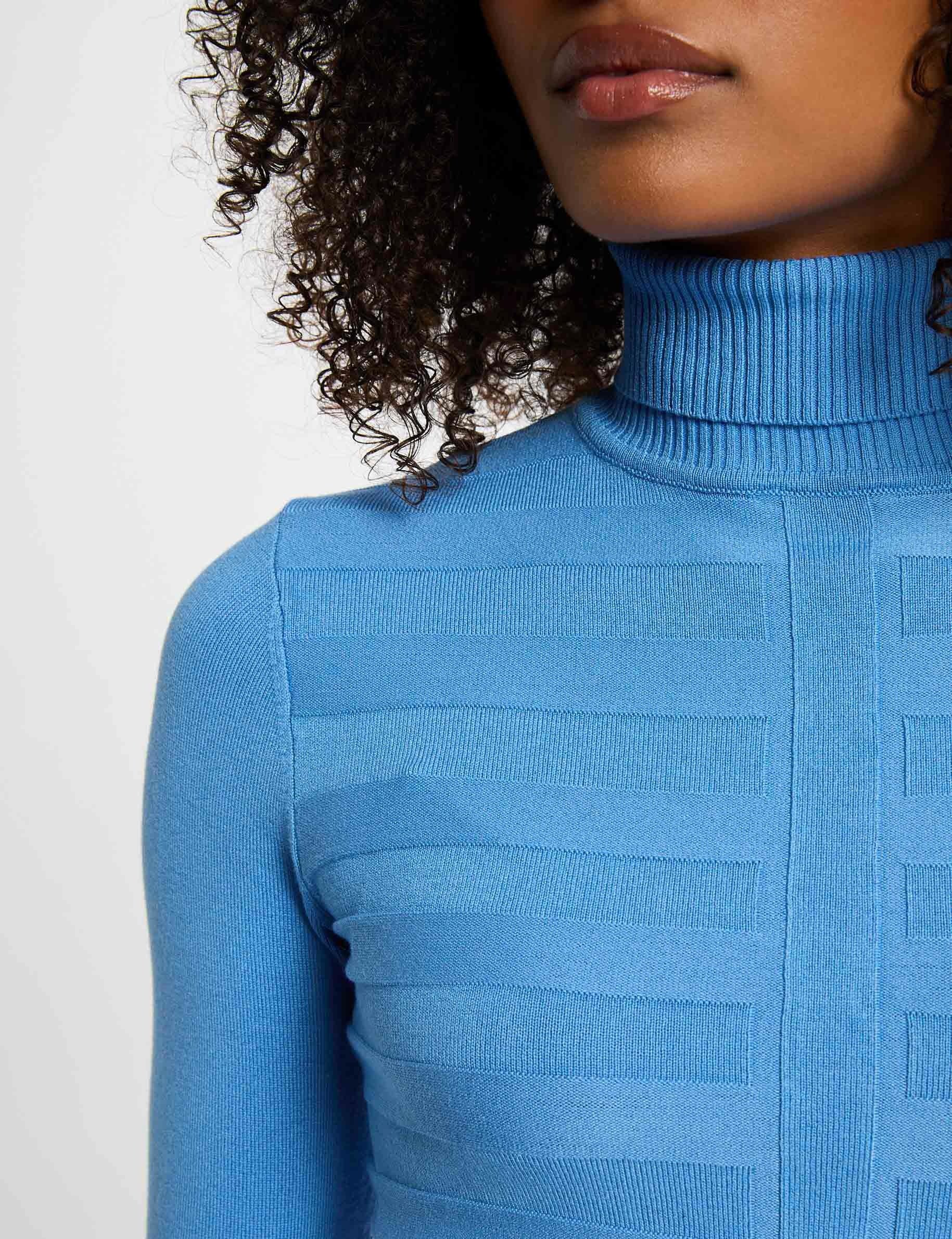 pull col roule ajuste bleu femme Pull col roulé ajusté bleu femme