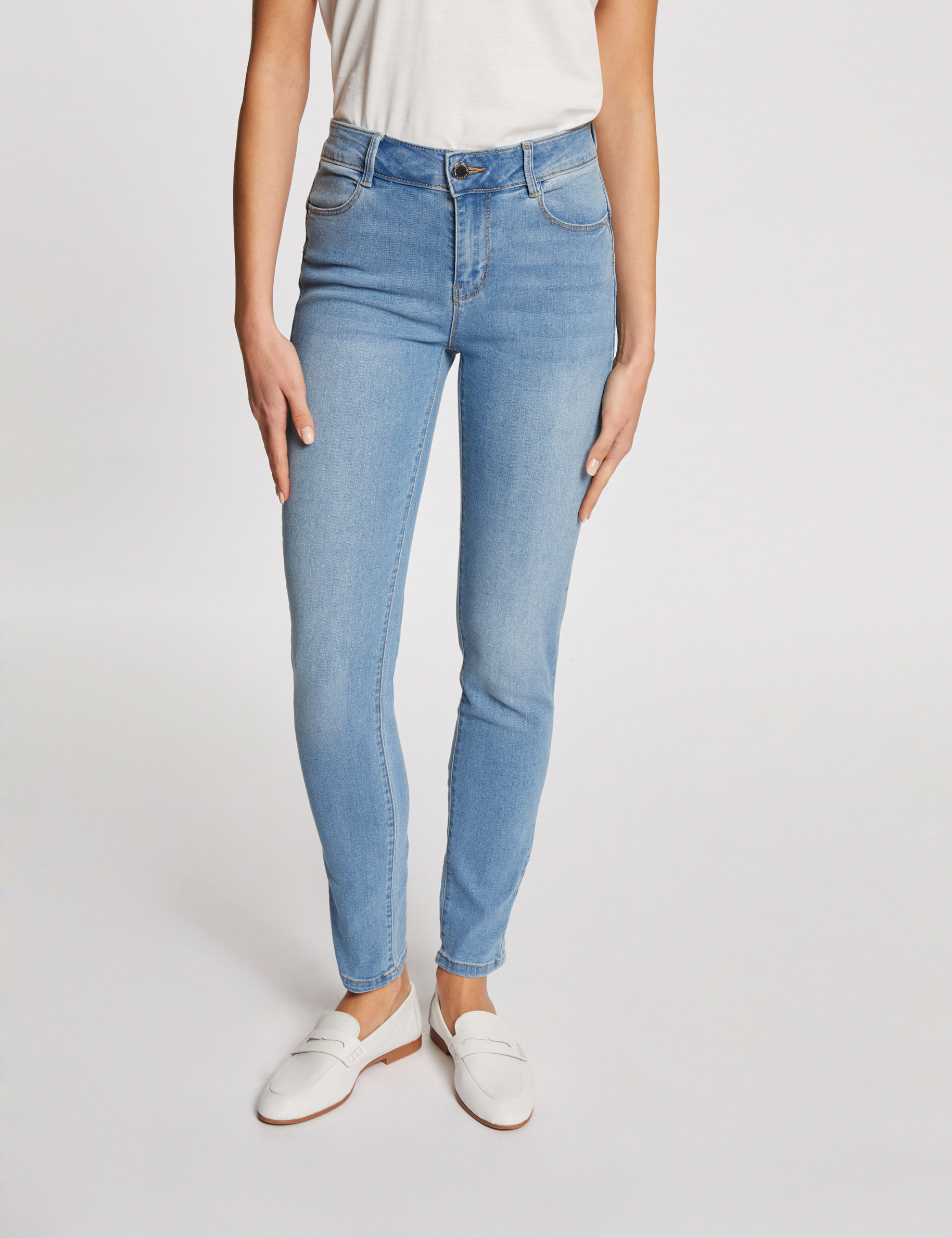 slim fit jeans standaardmaat gebleekt denim vrouw Slim fit jeans standaardmaat gebleekt denim vrouw