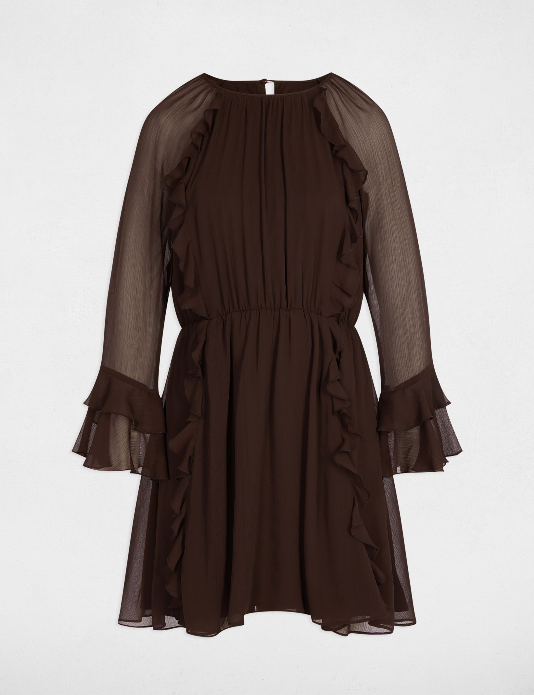 Korte, soepele jurk donker bruin vrouw