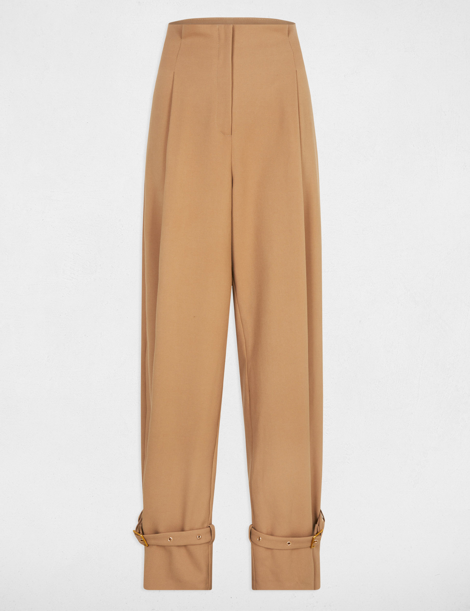 hoge taille wijde broek camel vrouw Hoge taille wijde broek camel vrouw