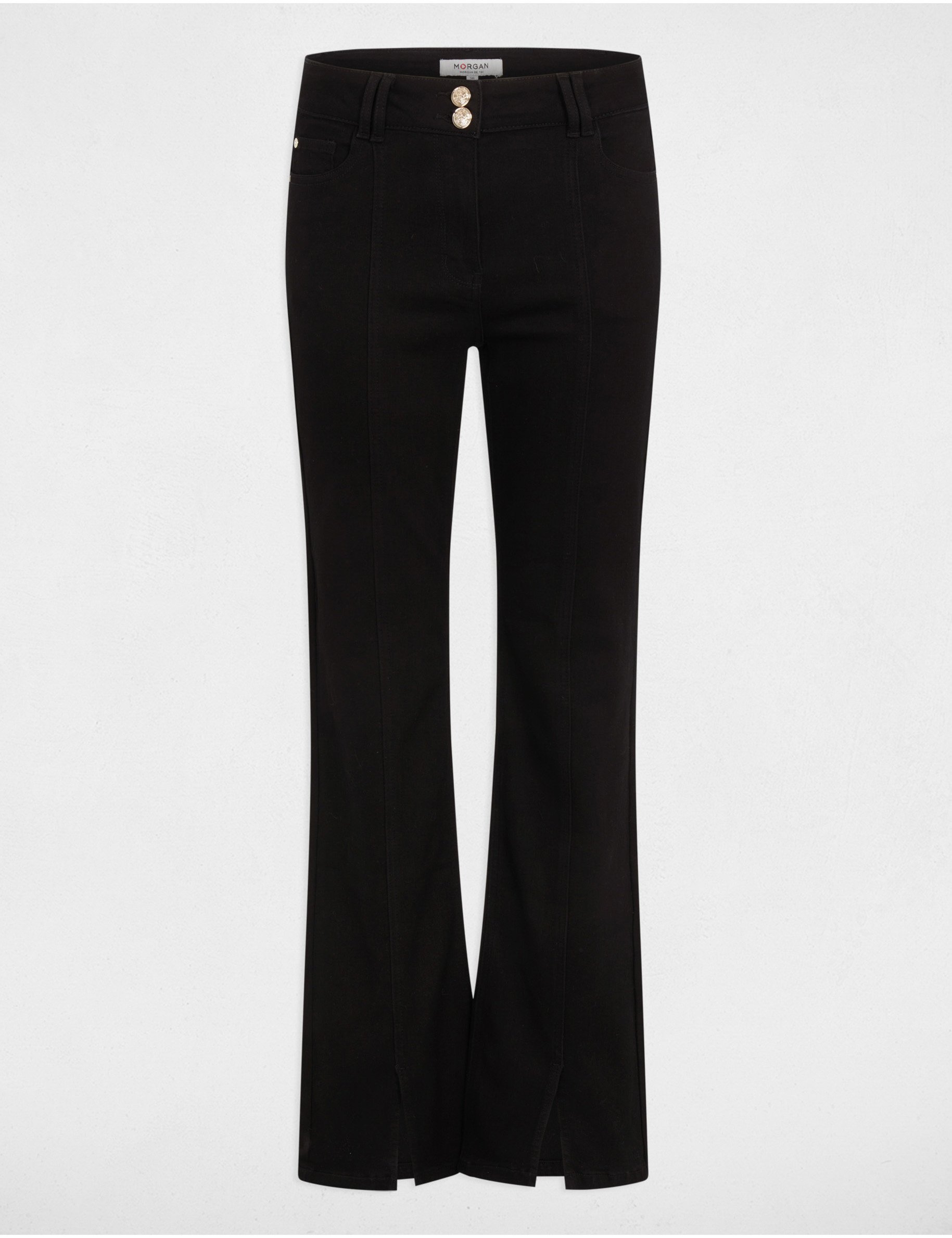bootcut jeans met splitten zwart vrouw Bootcut jeans met splitten zwart vrouw