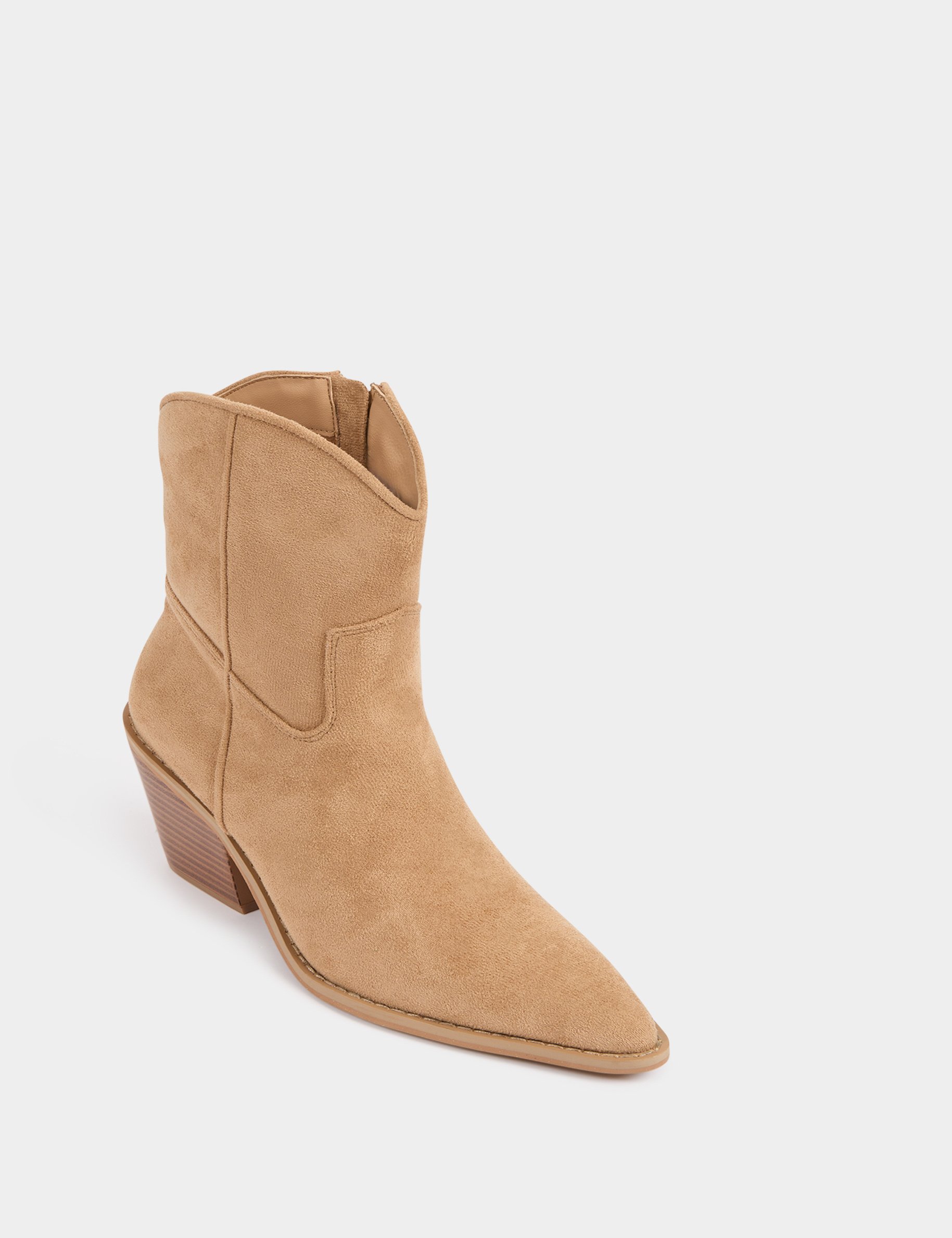 western enkellaarsjes met hak beige vrouw Western enkellaarsjes met hak beige vrouw
