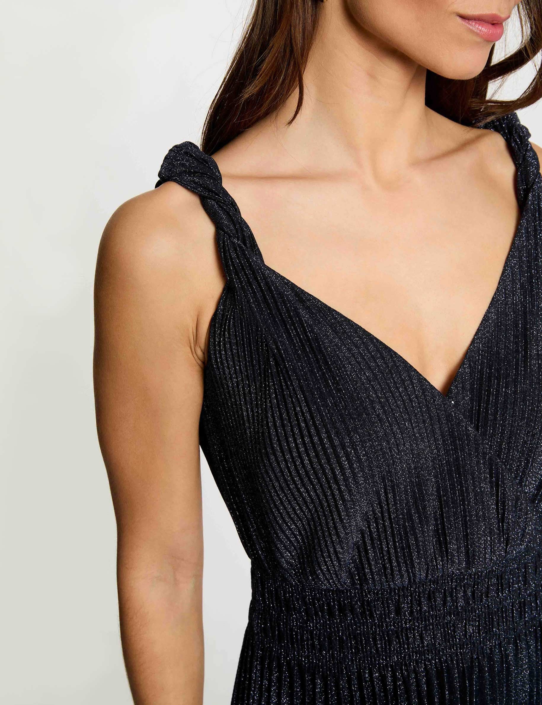 Lange wikkeljurk marineblauw vrouw