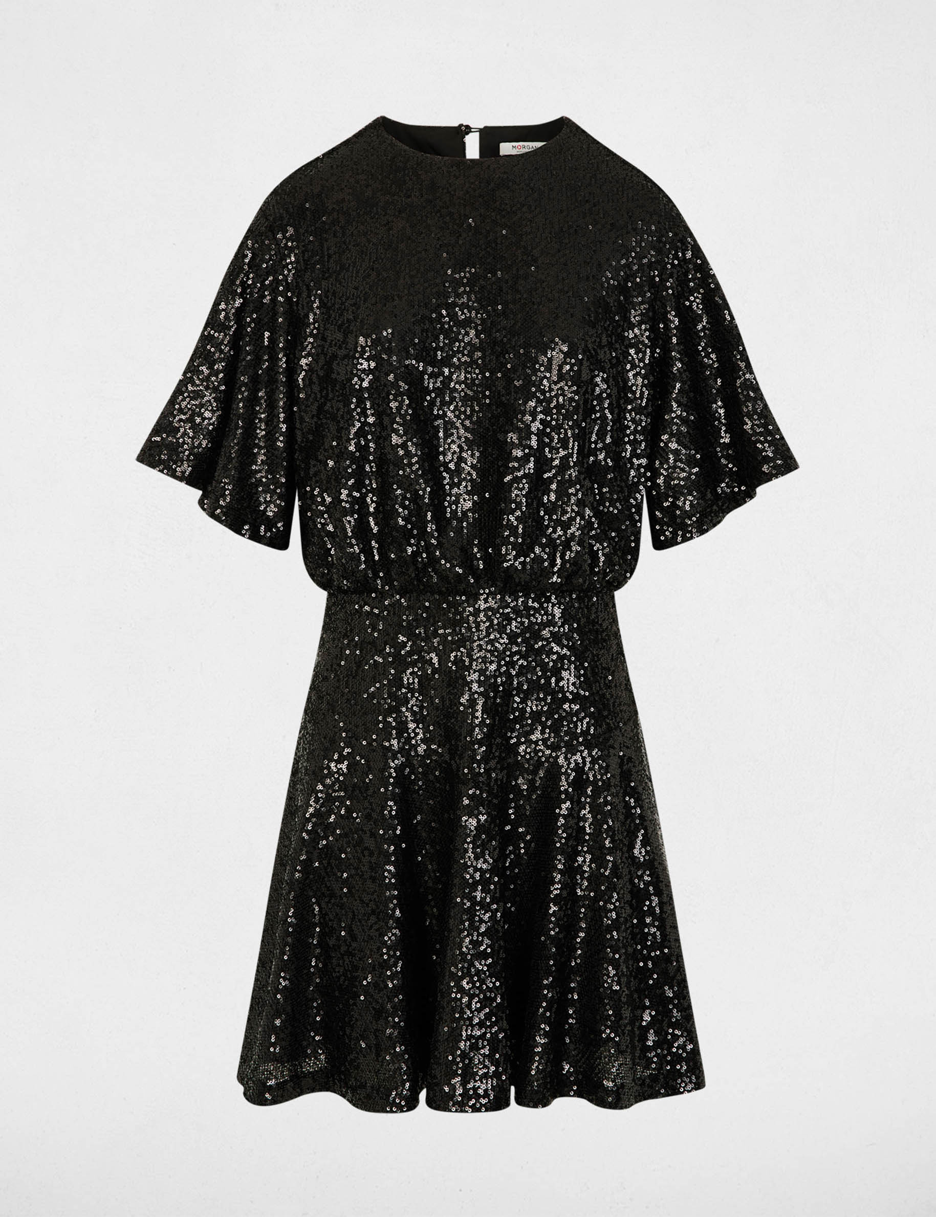 Robe courte sequins noir femme