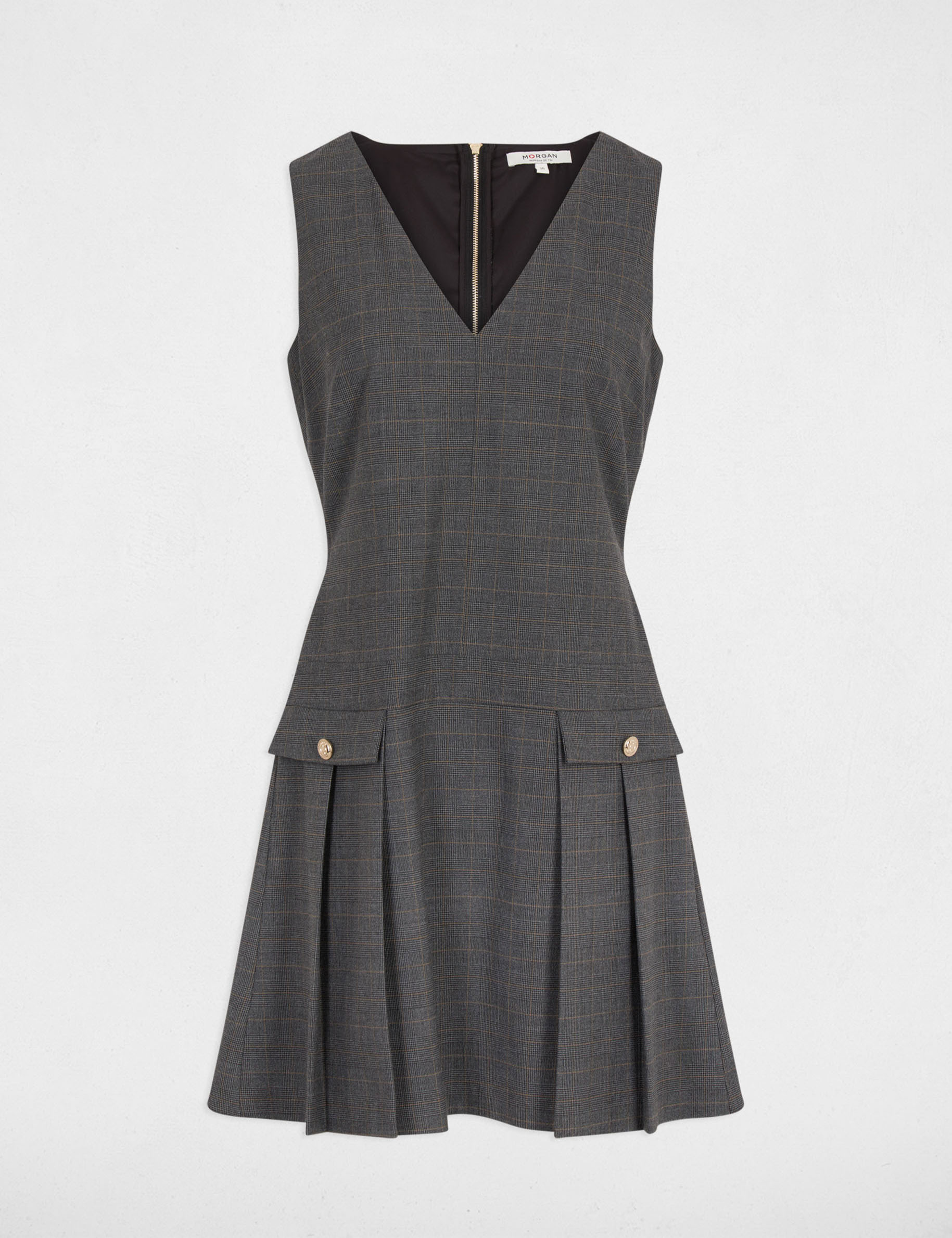Robe chasuble ajustée gris moyen femme