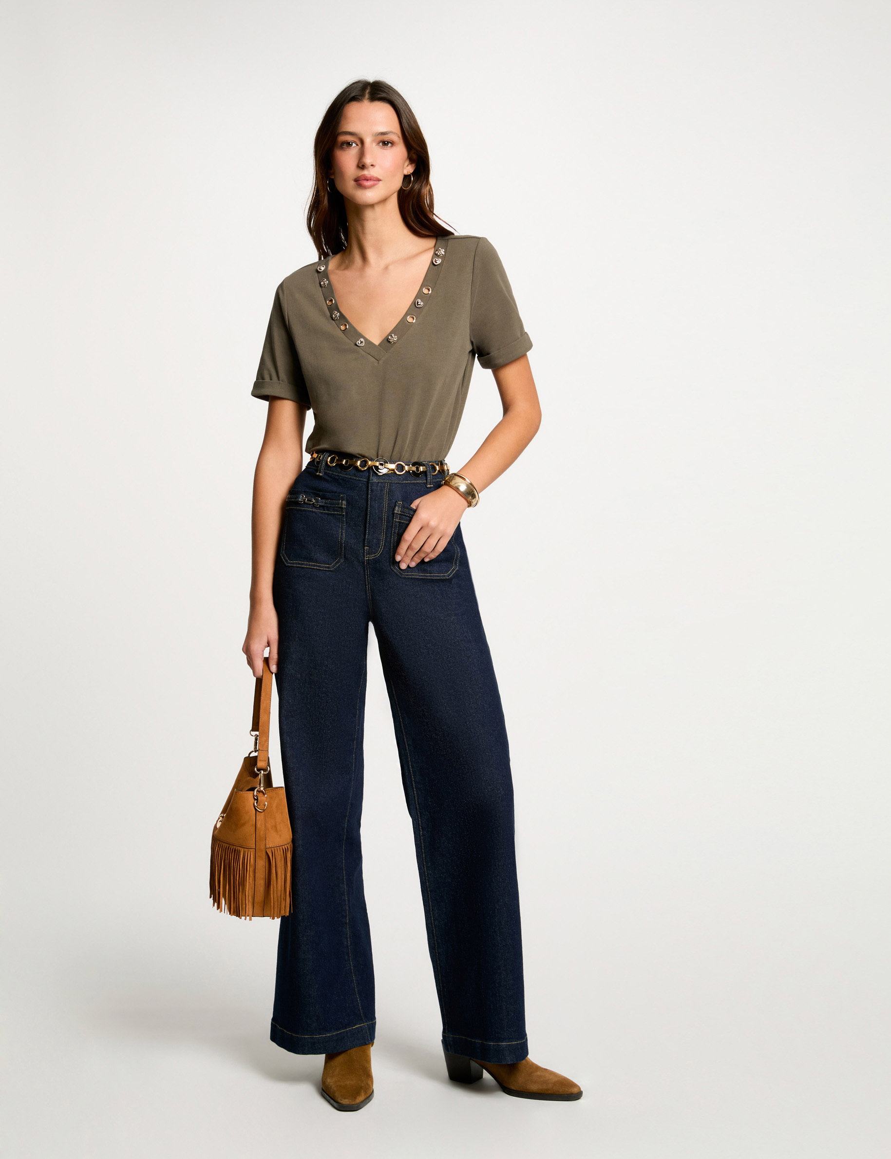 t shirt manches courtes vert kaki femme T-shirt manches courtes vert kaki femme