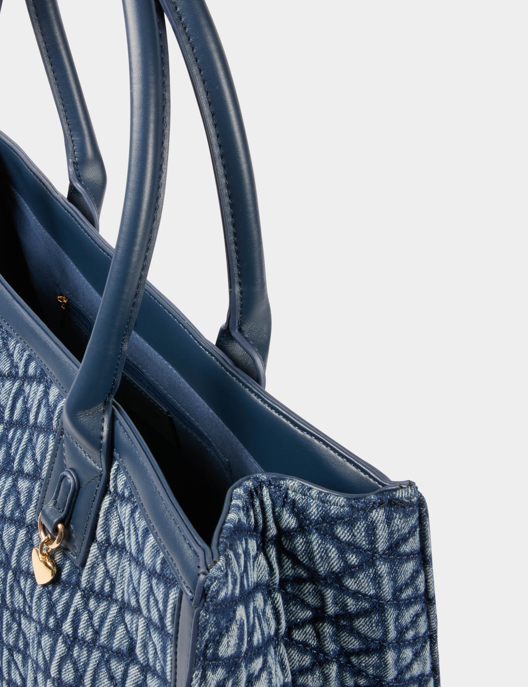 Gewatteerde shopper stone washed denim vrouw