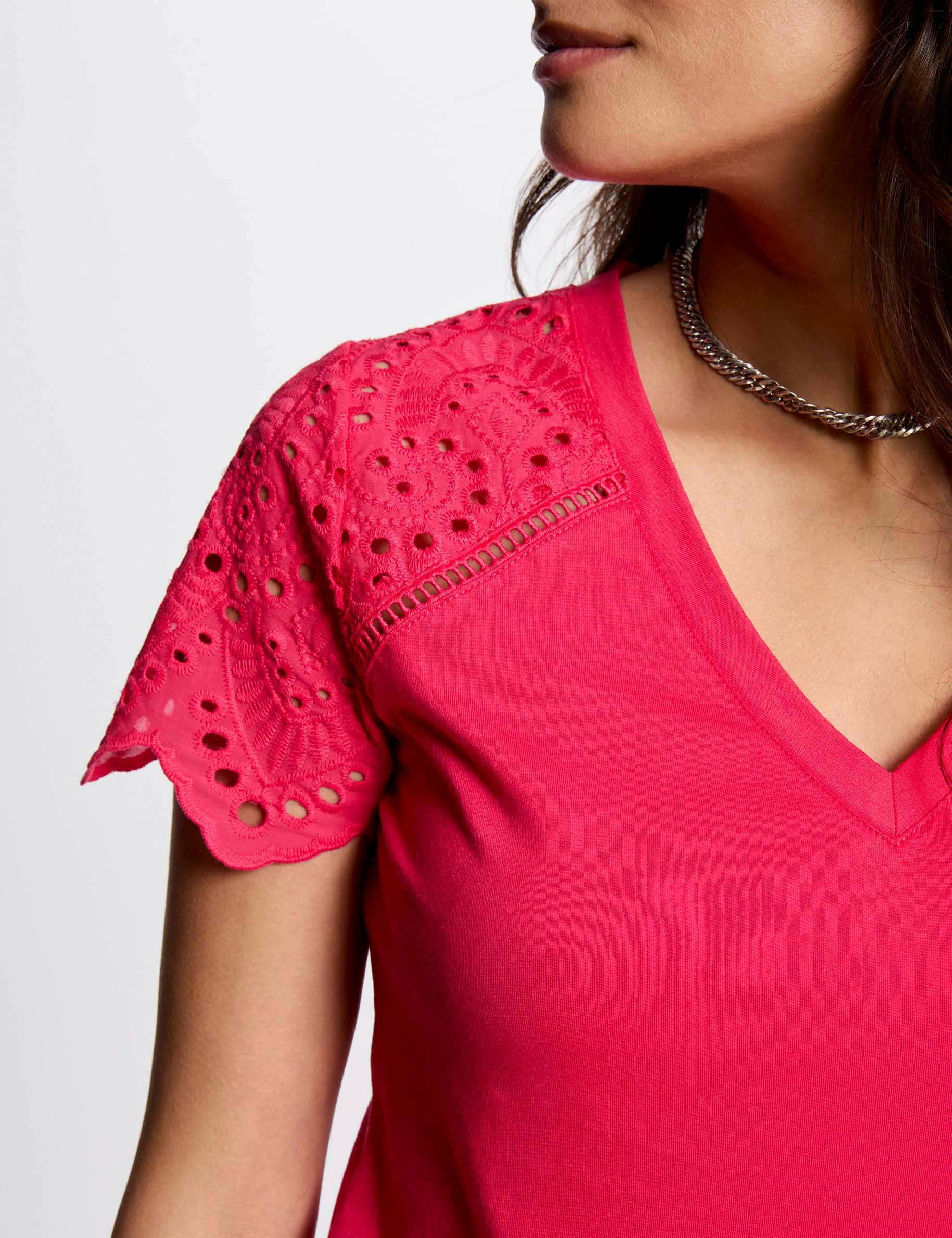 t shirt met korte mouwen fuchsia roze vrouw T-shirt met korte mouwen fuchsia roze vrouw