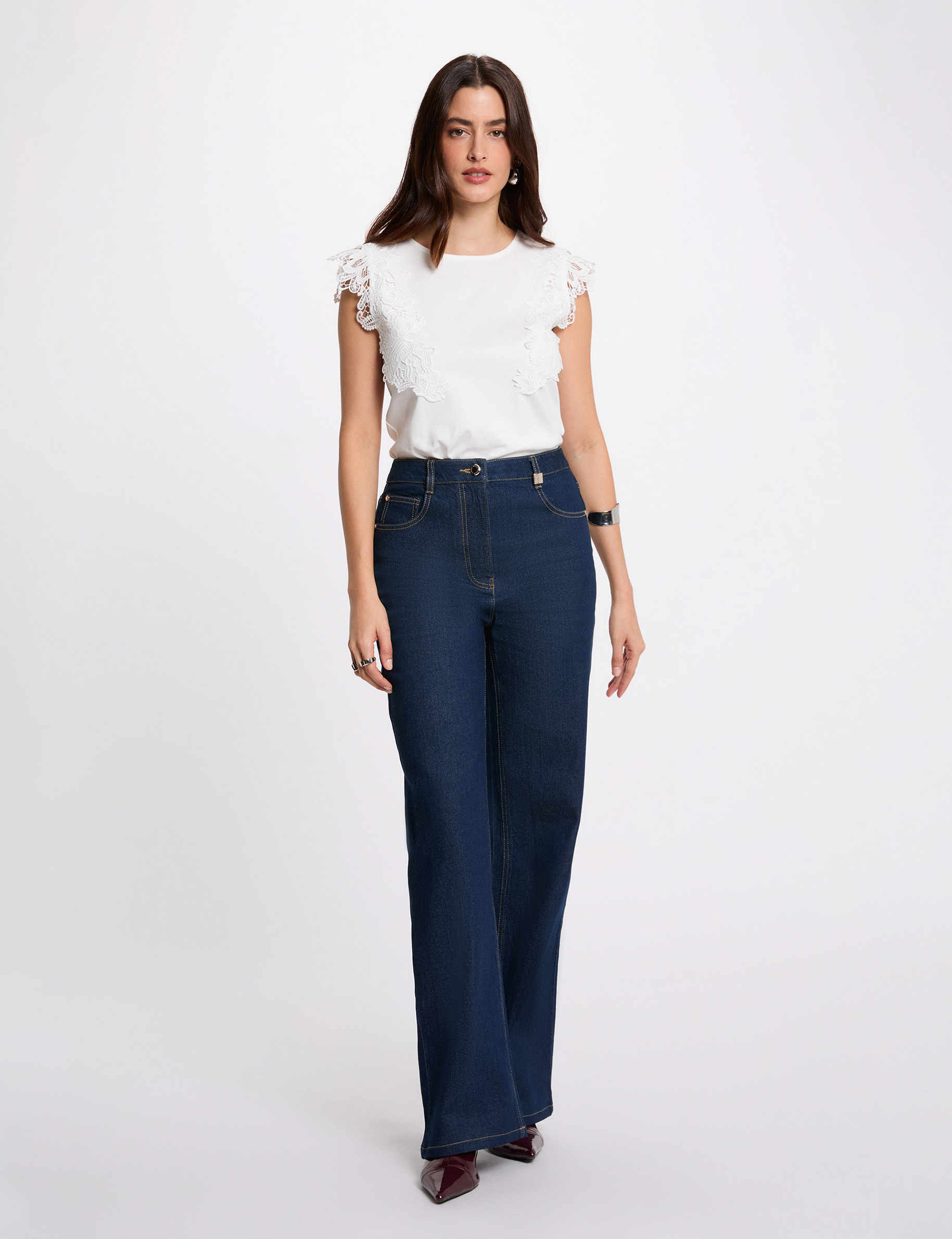 T-shirt met korte mouwen helder wit vrouw