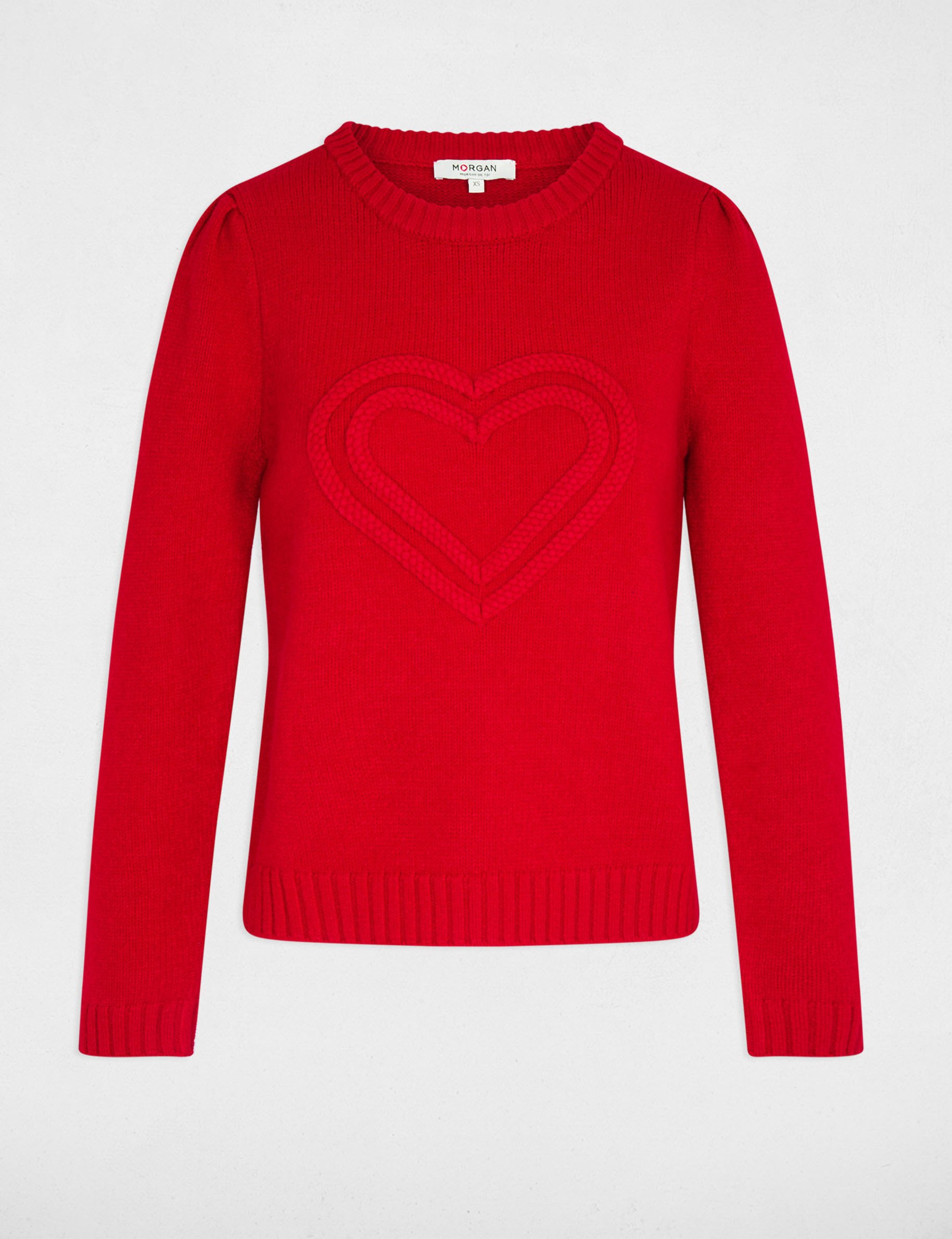 Dikke trui met ronde hals rood vrouw