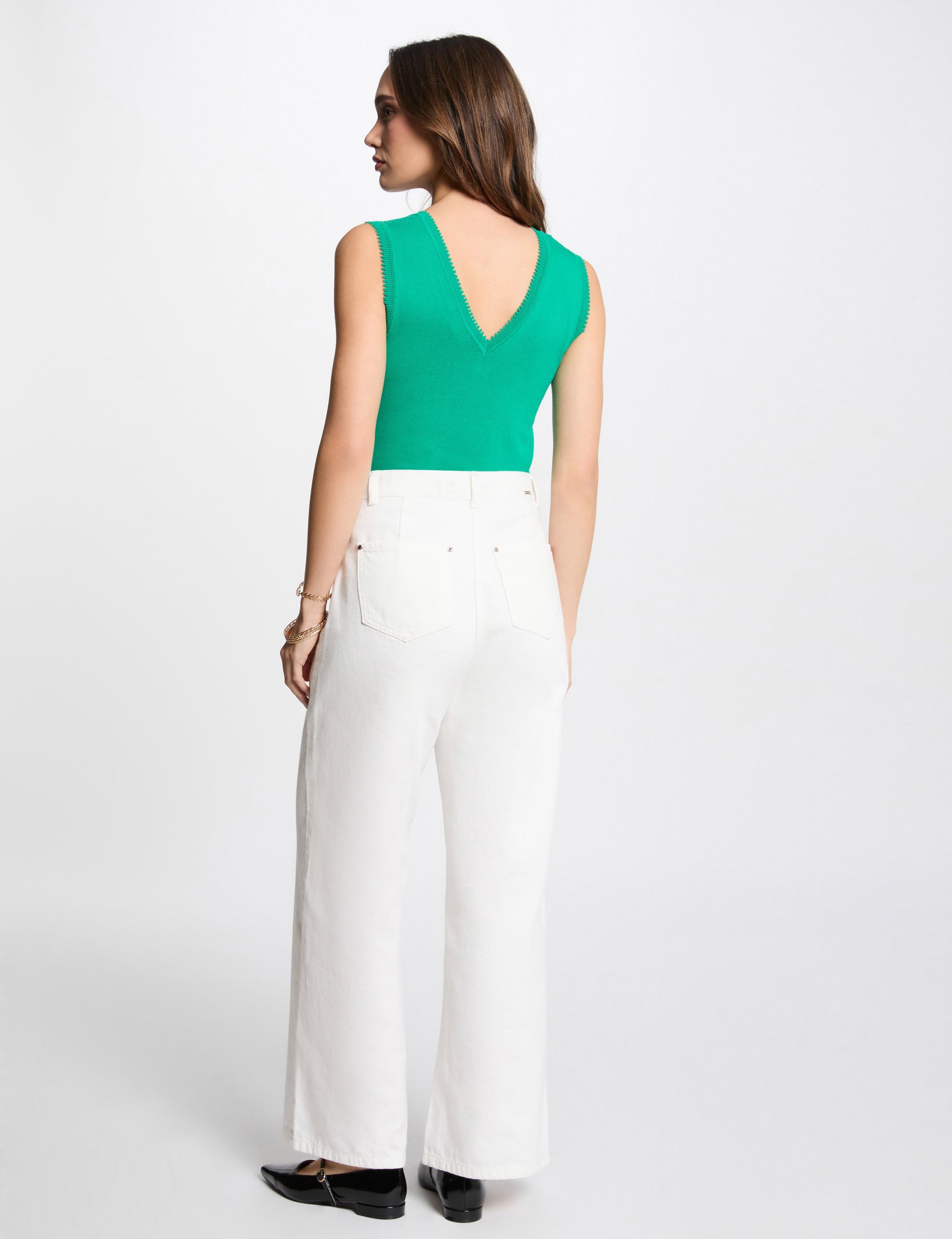 pull sans manches ajoure vert emeraude femme Pull sans manches ajouré vert émeraude femme