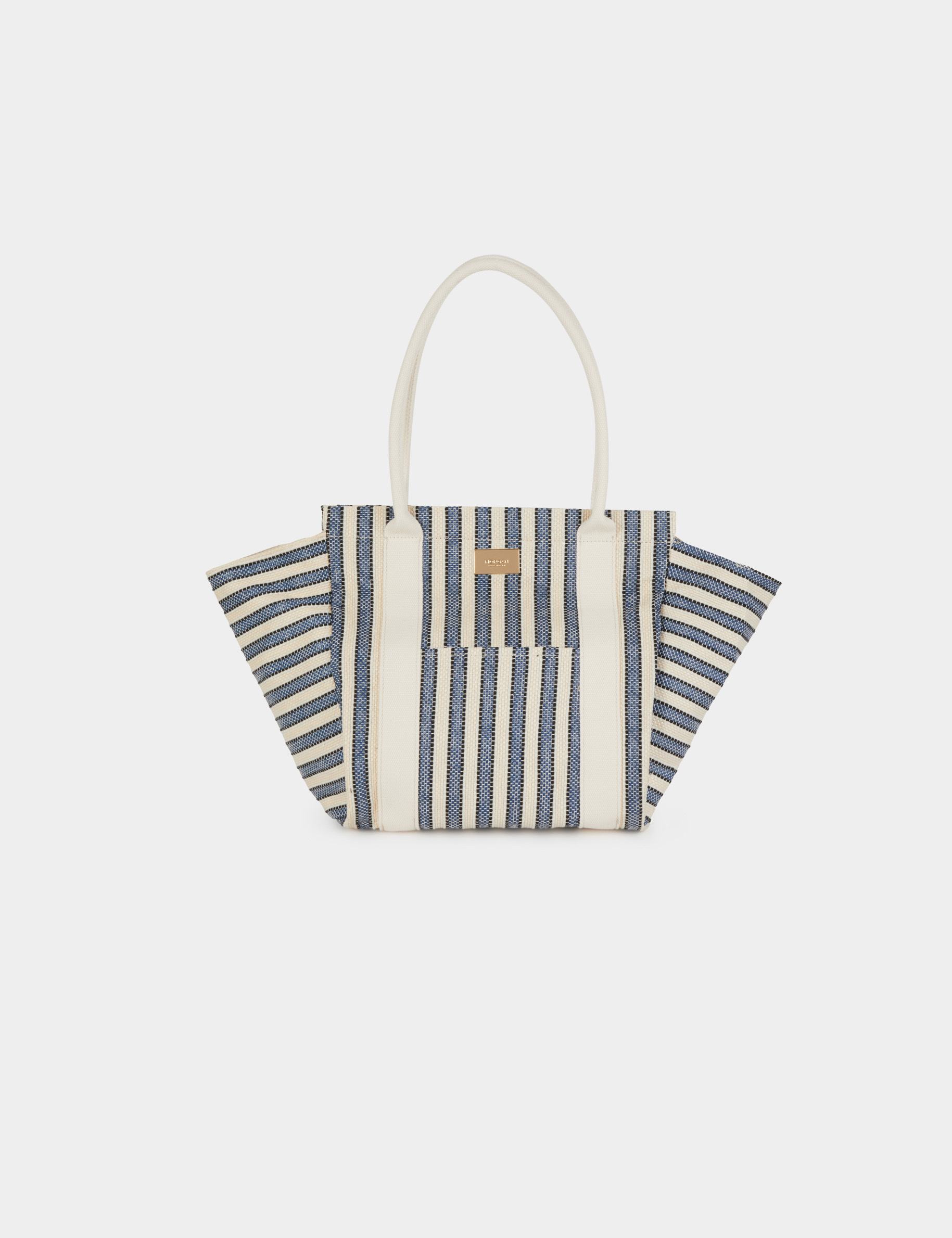 Gestreepte shopper ecru vrouw