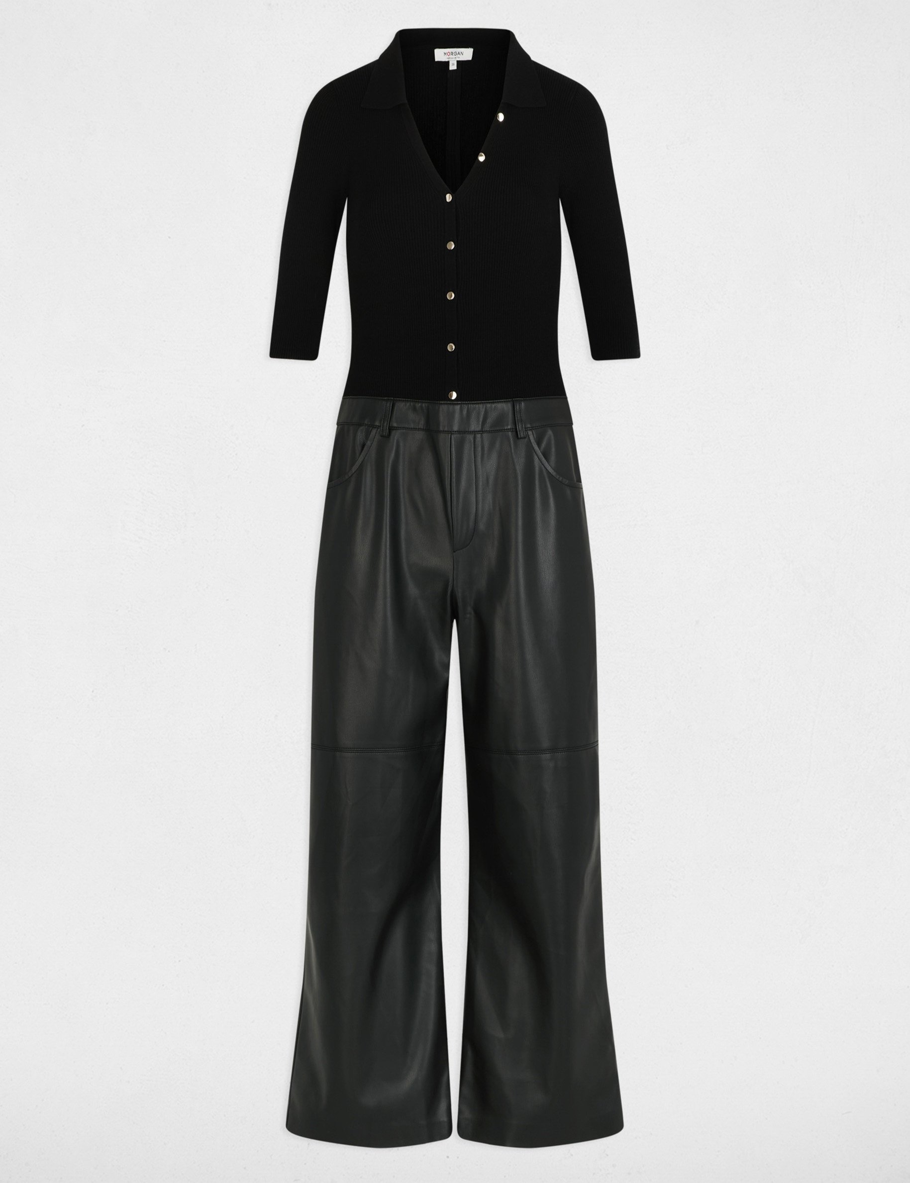combinaison ajustee col v noir femme Combinaison ajustée col v noir femme