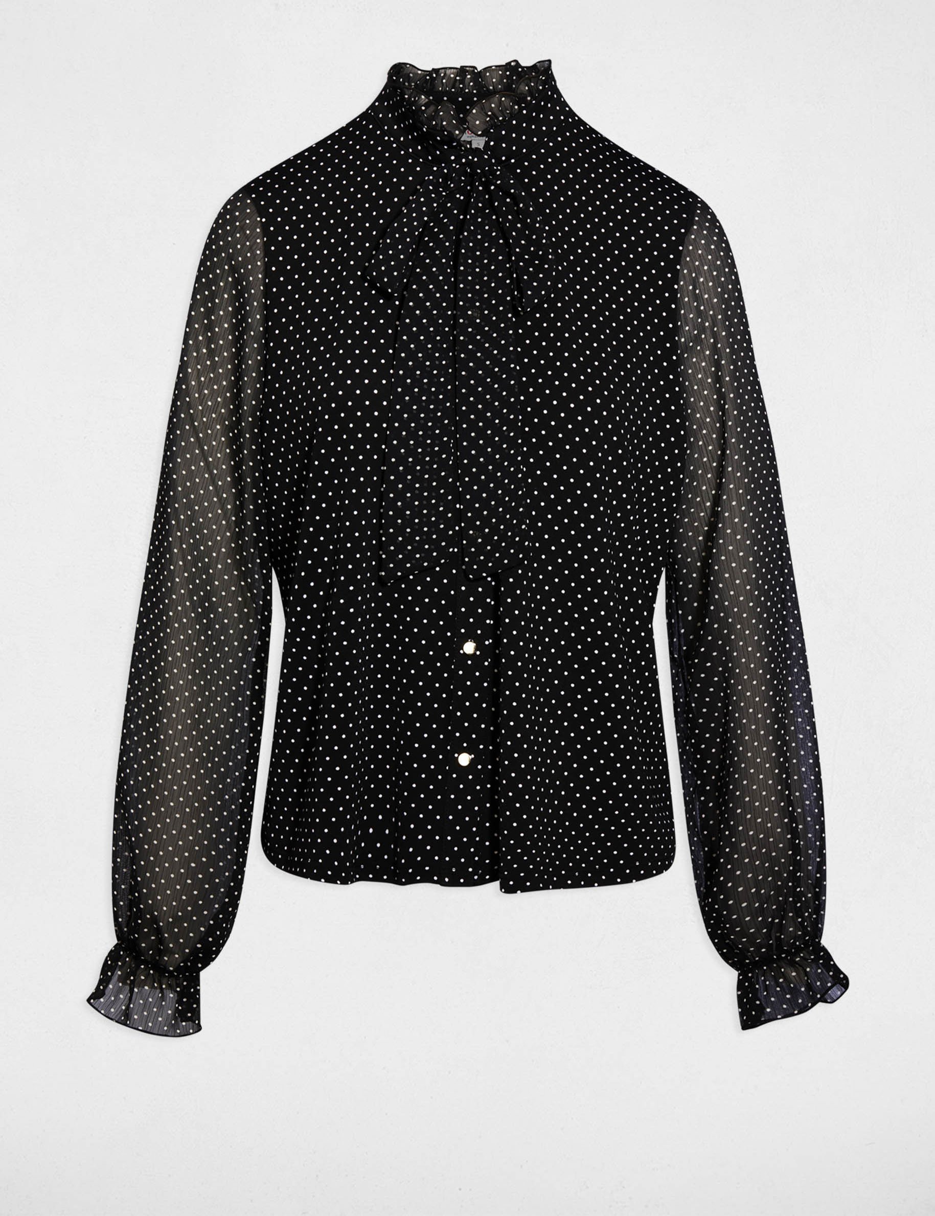 T-shirt col lavallière noir femme