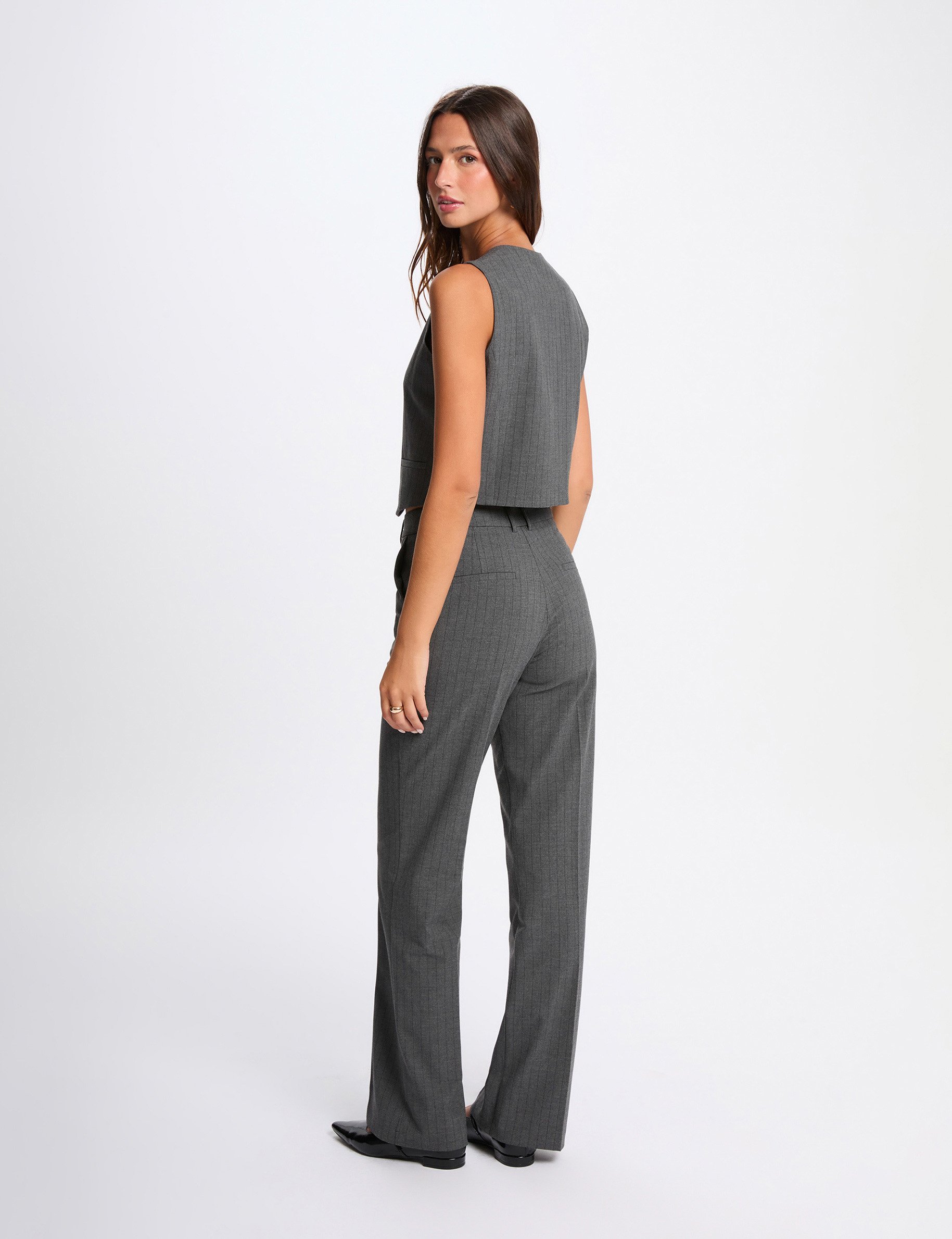 Broek met wijde pijpen mediumgrijs vrouw
