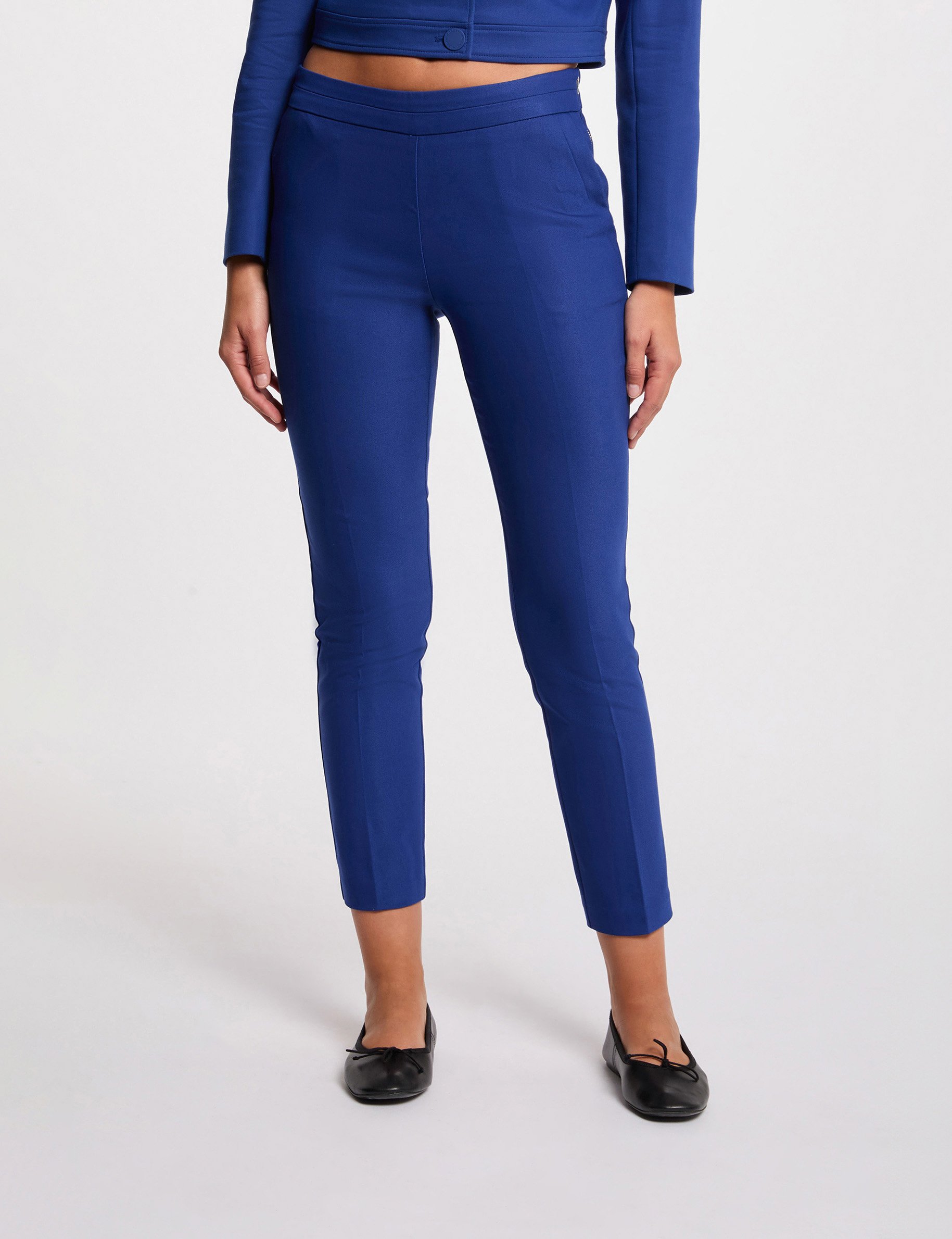 78 broek met ceintuur bleu electrique vrouw 7/8 broek met ceintuur bleu electrique vrouw