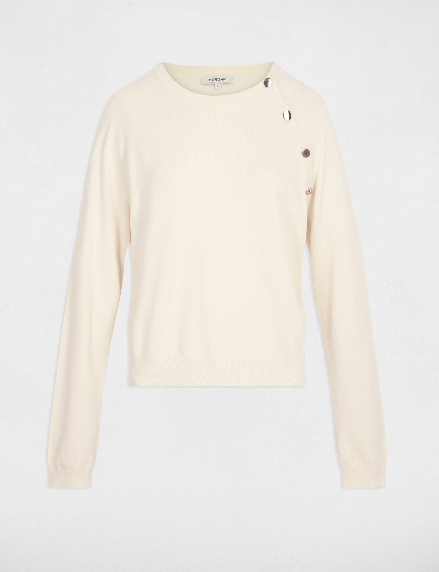 Nauwsluitende dunne trui ivoor vrouw