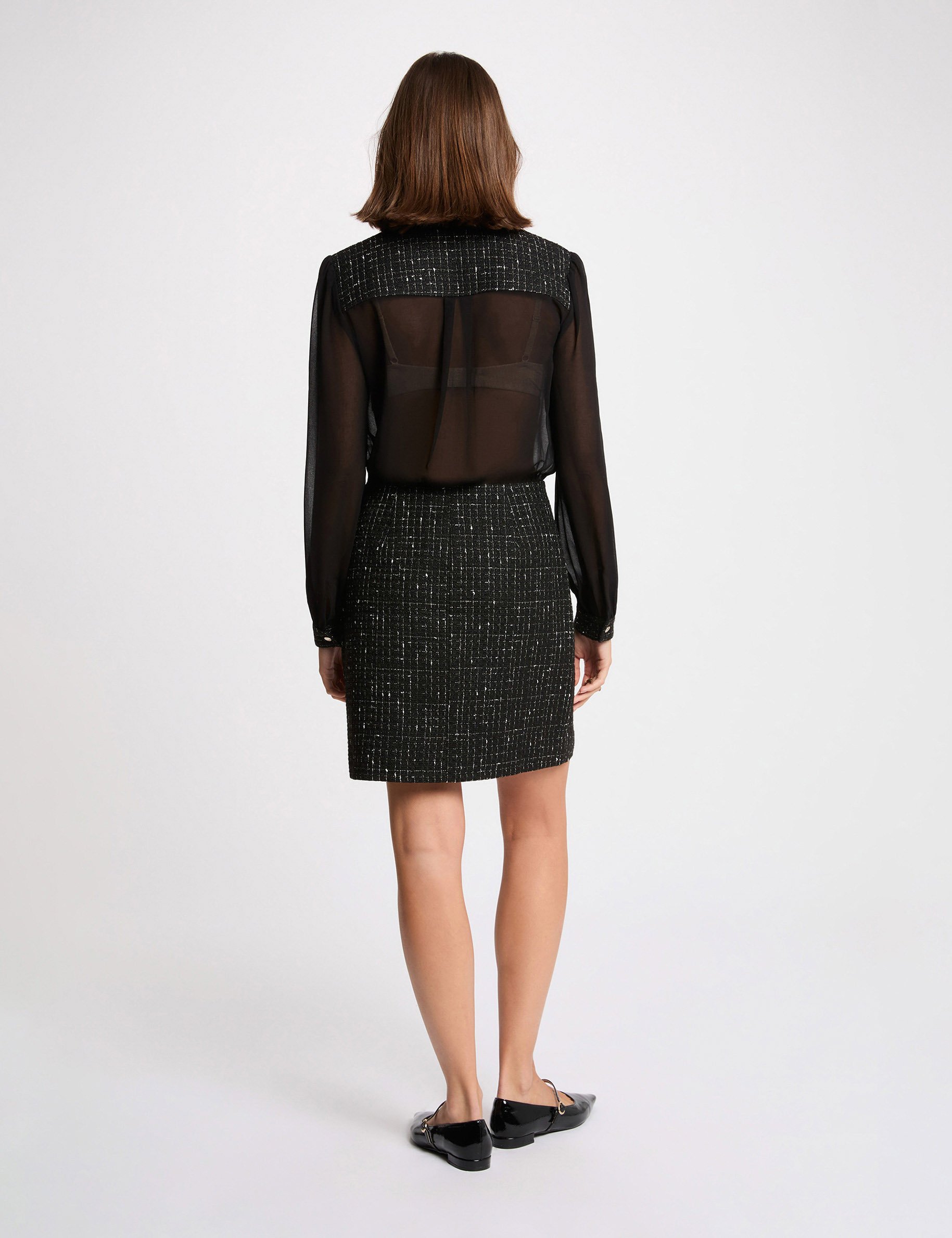 Robe courte bimatière noir femme