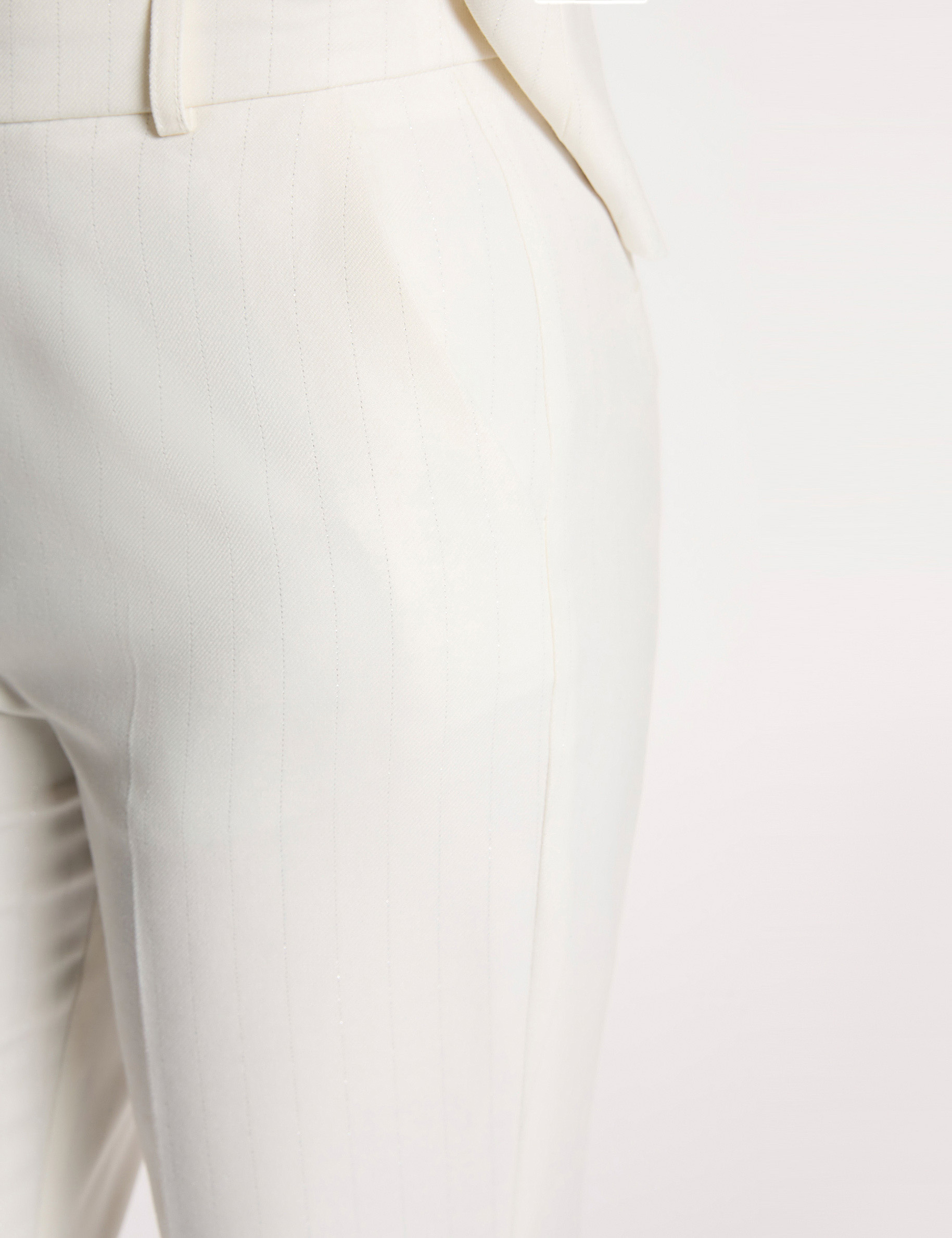Pantalon large &agrave; fines rayures blanc femme