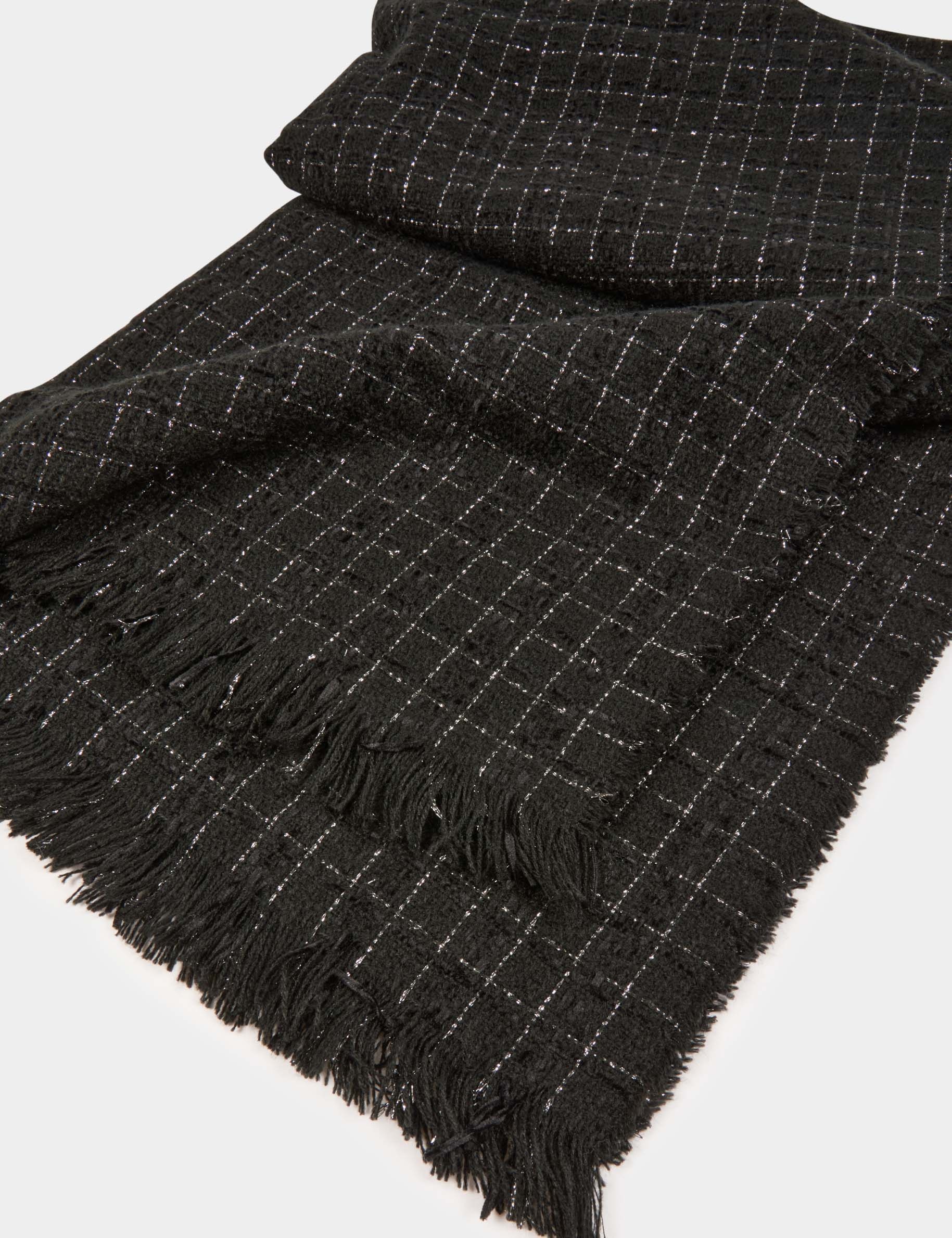 Écharpe tweed noir femme