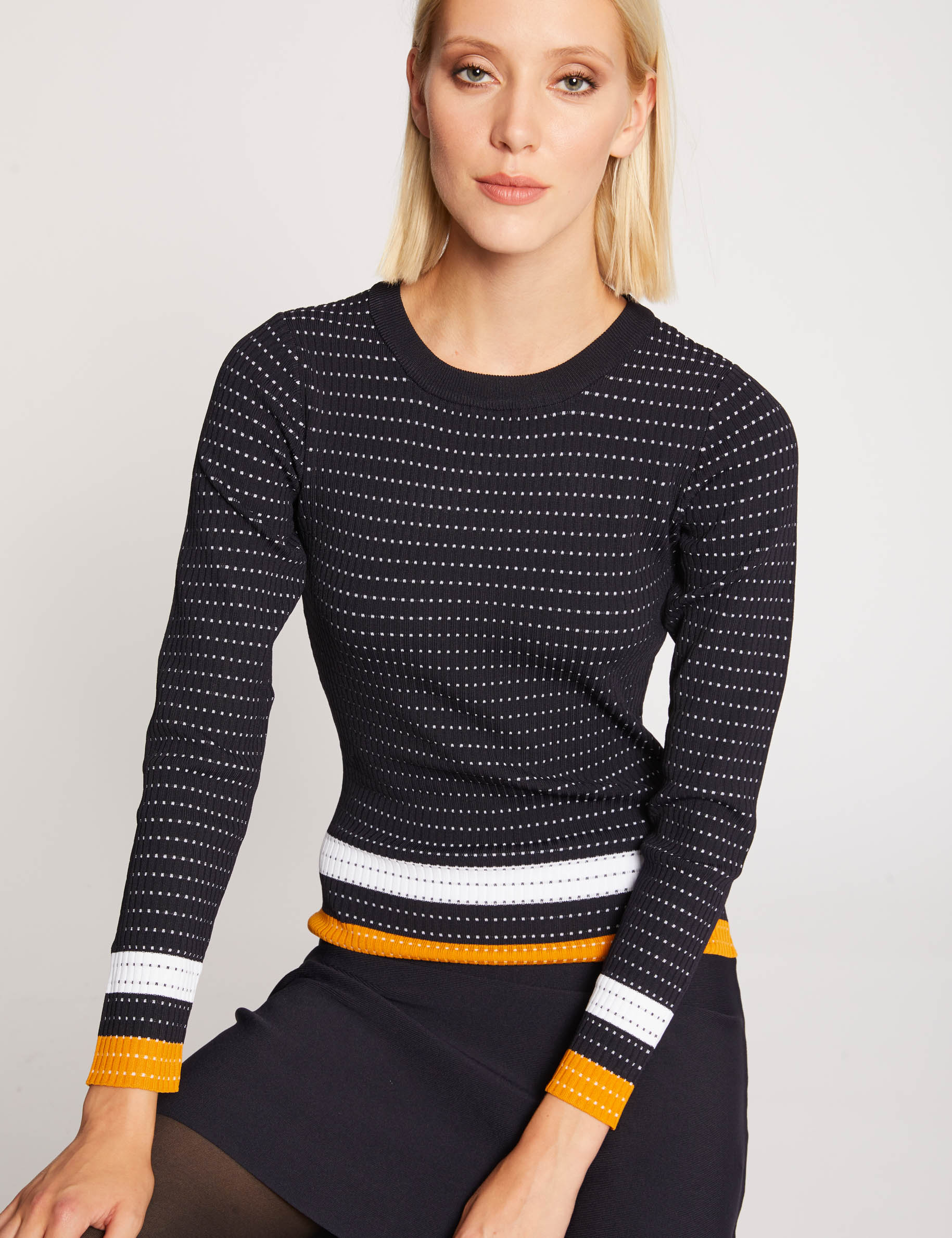 Robe patineuse &agrave; bandes contrastantes marine femme