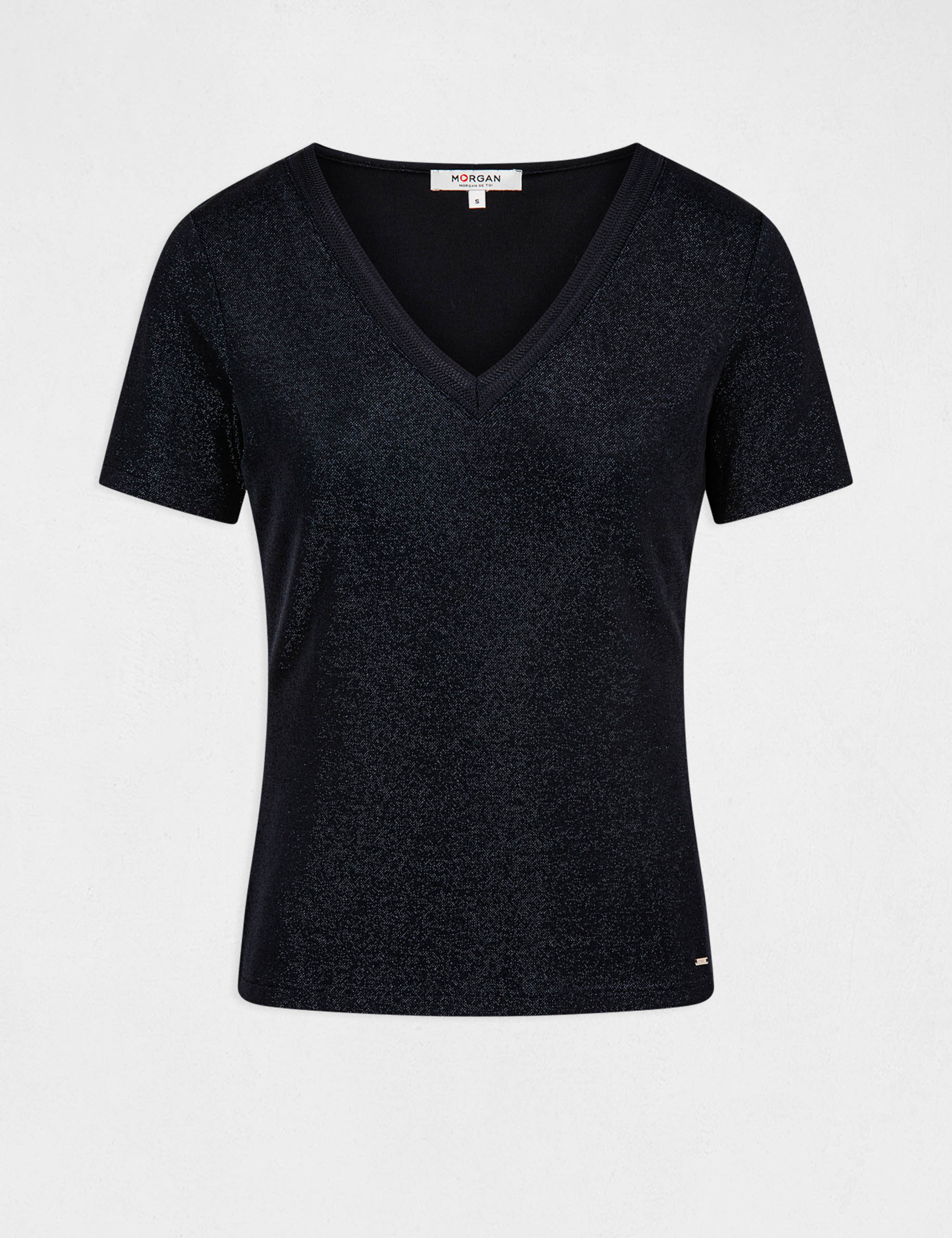 t shirt met korte mouwen en v hals marineblauw vrouw T-shirt met korte mouwen en V-hals marineblauw vrouw