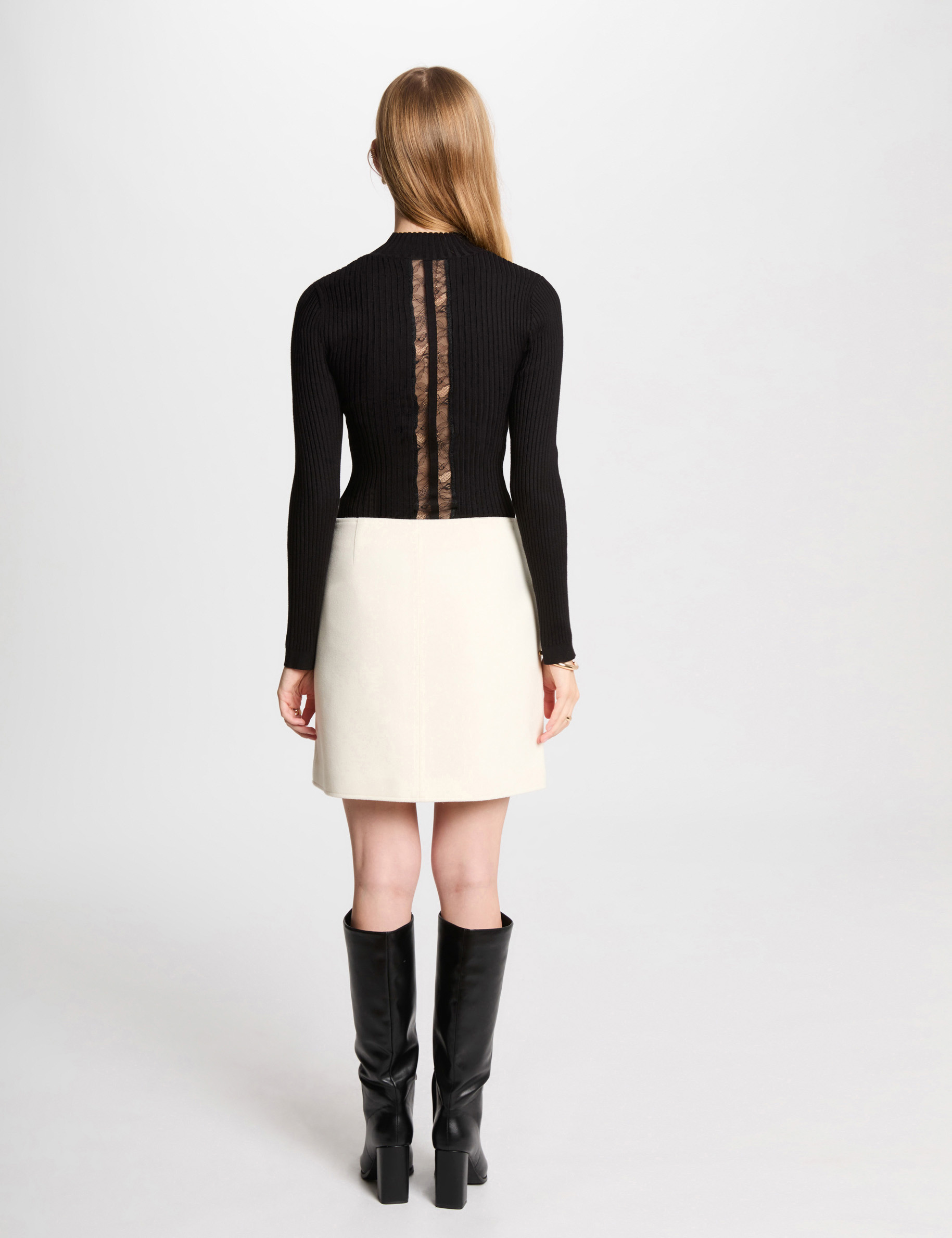 jupe droite zippee blanc femme Jupe droite zippée blanc femme