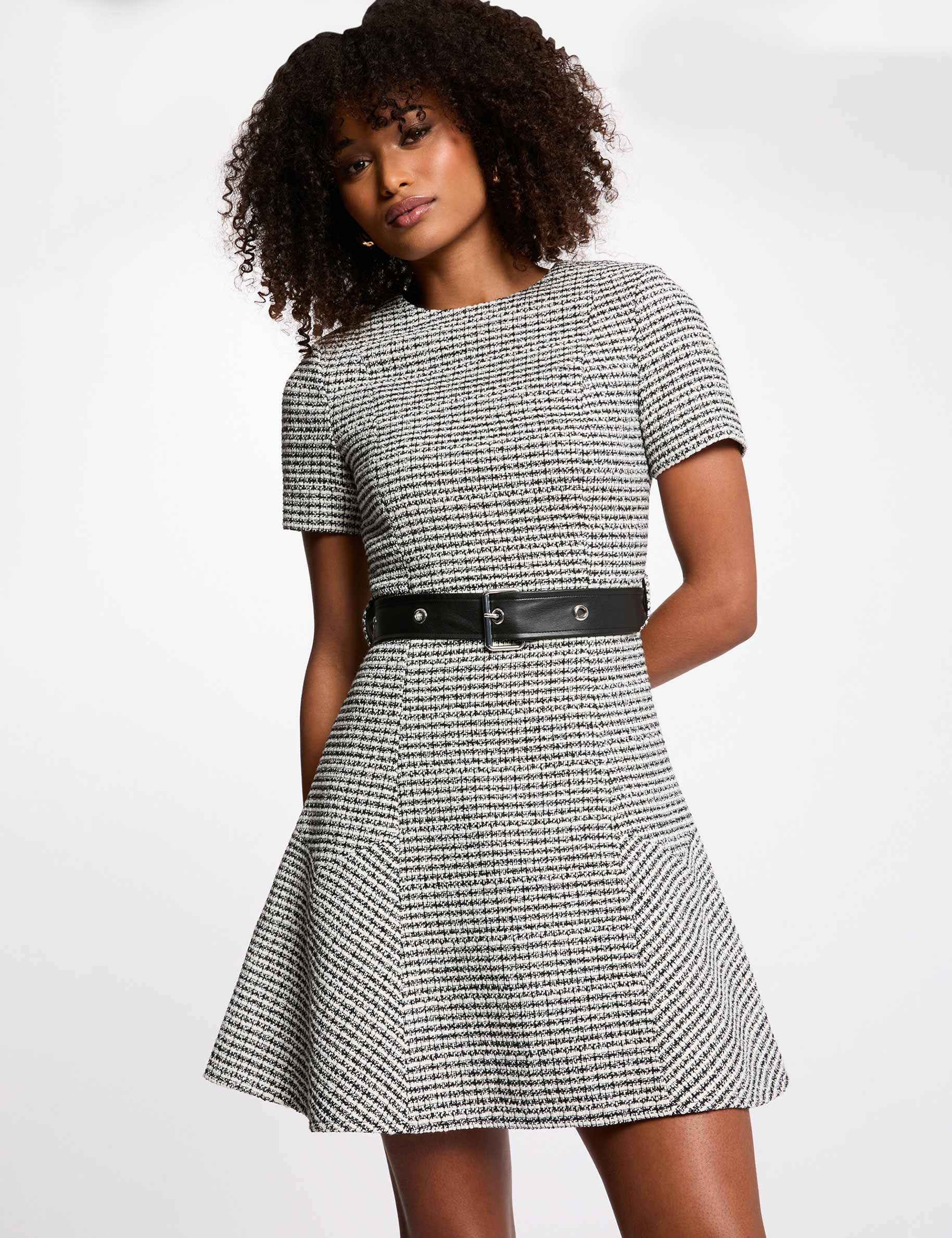 Robe courte évasée multicolore femme