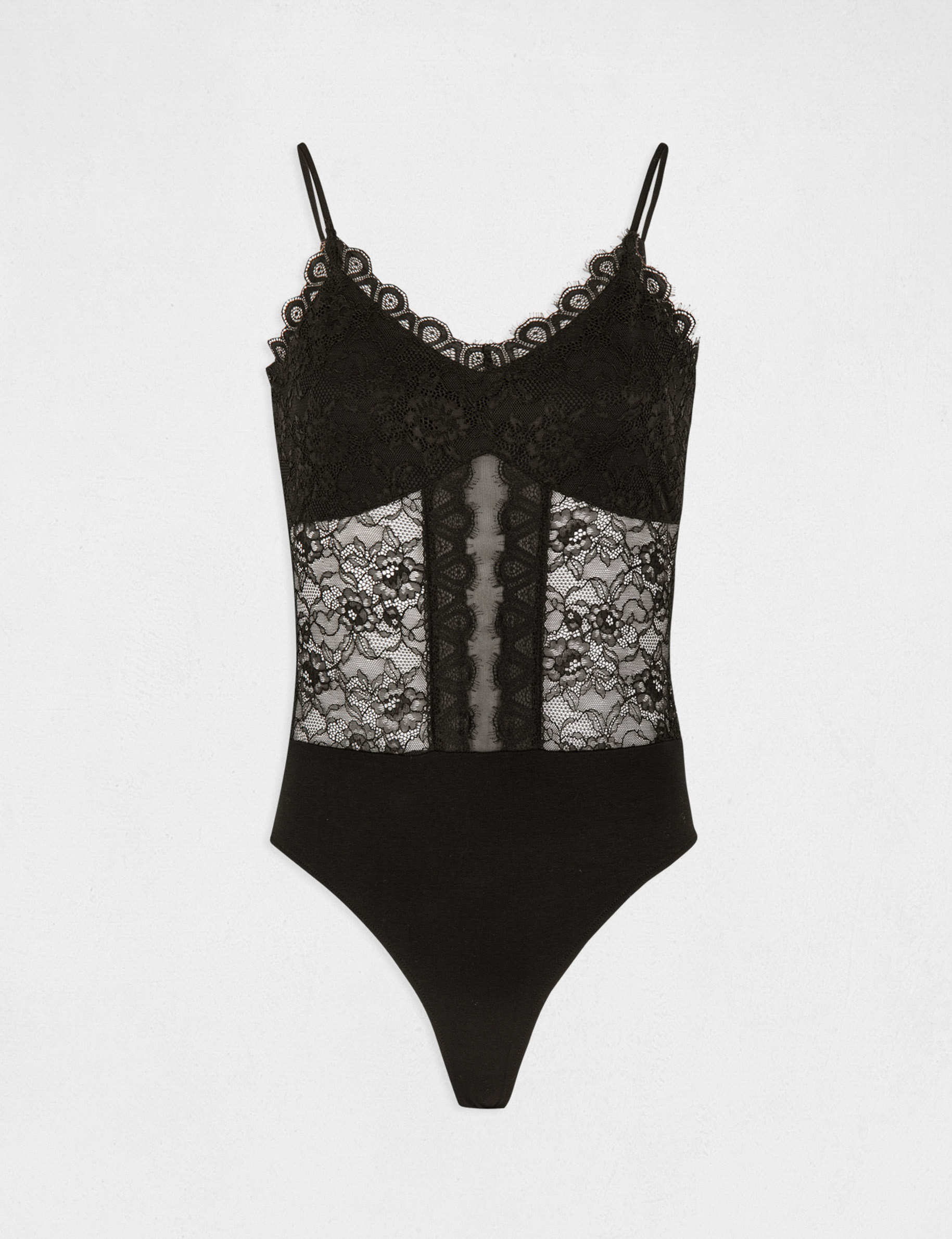 body met dunne kanten bandjes zwart vrouw Body met dunne kanten bandjes zwart vrouw