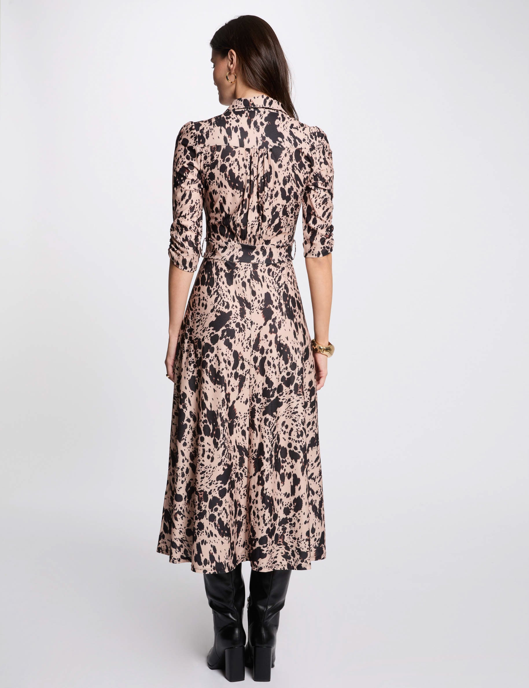 Robe midi droite imprim&eacute;e multicolore femme
