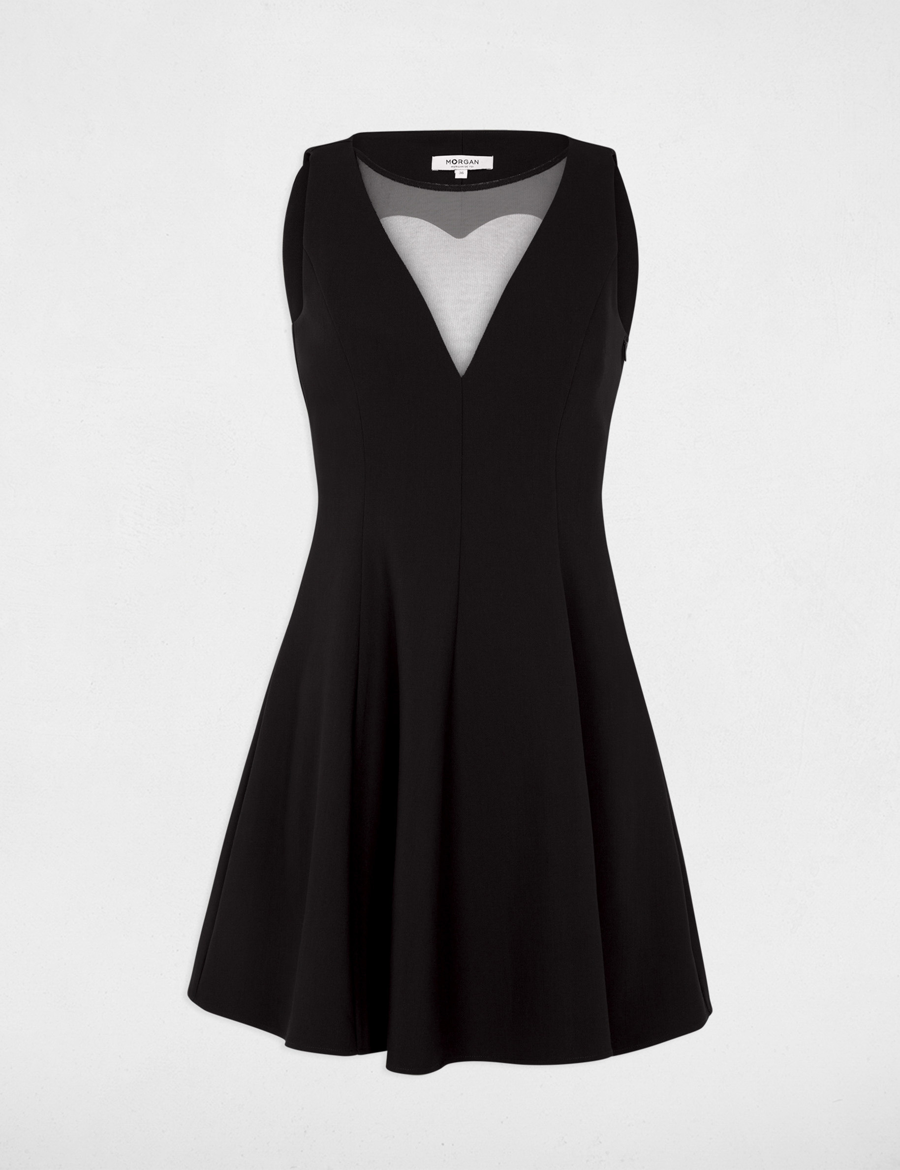 Robe courte col v noir femme