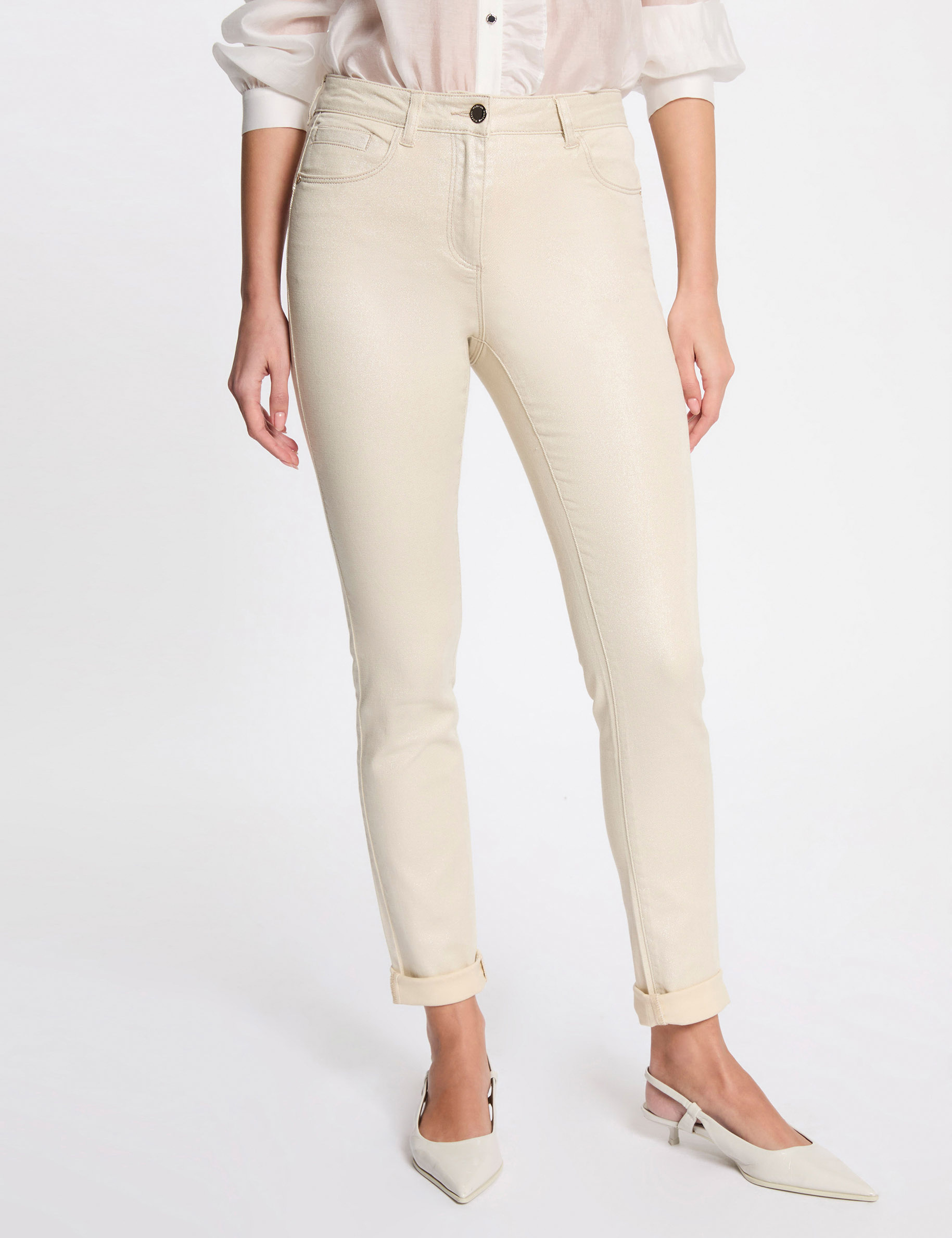 jeans slim irise ivoire femme Jeans slim irisé ivoire femme
