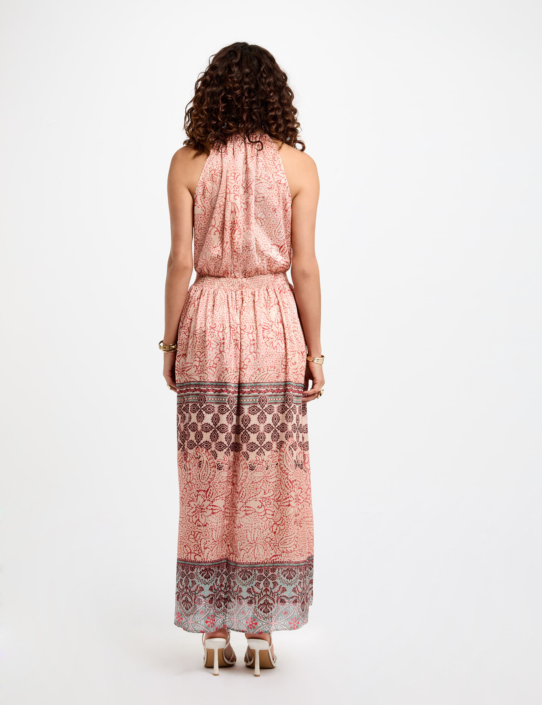 robe longue droite imprimee multicolore femme meerkleurig vrouw