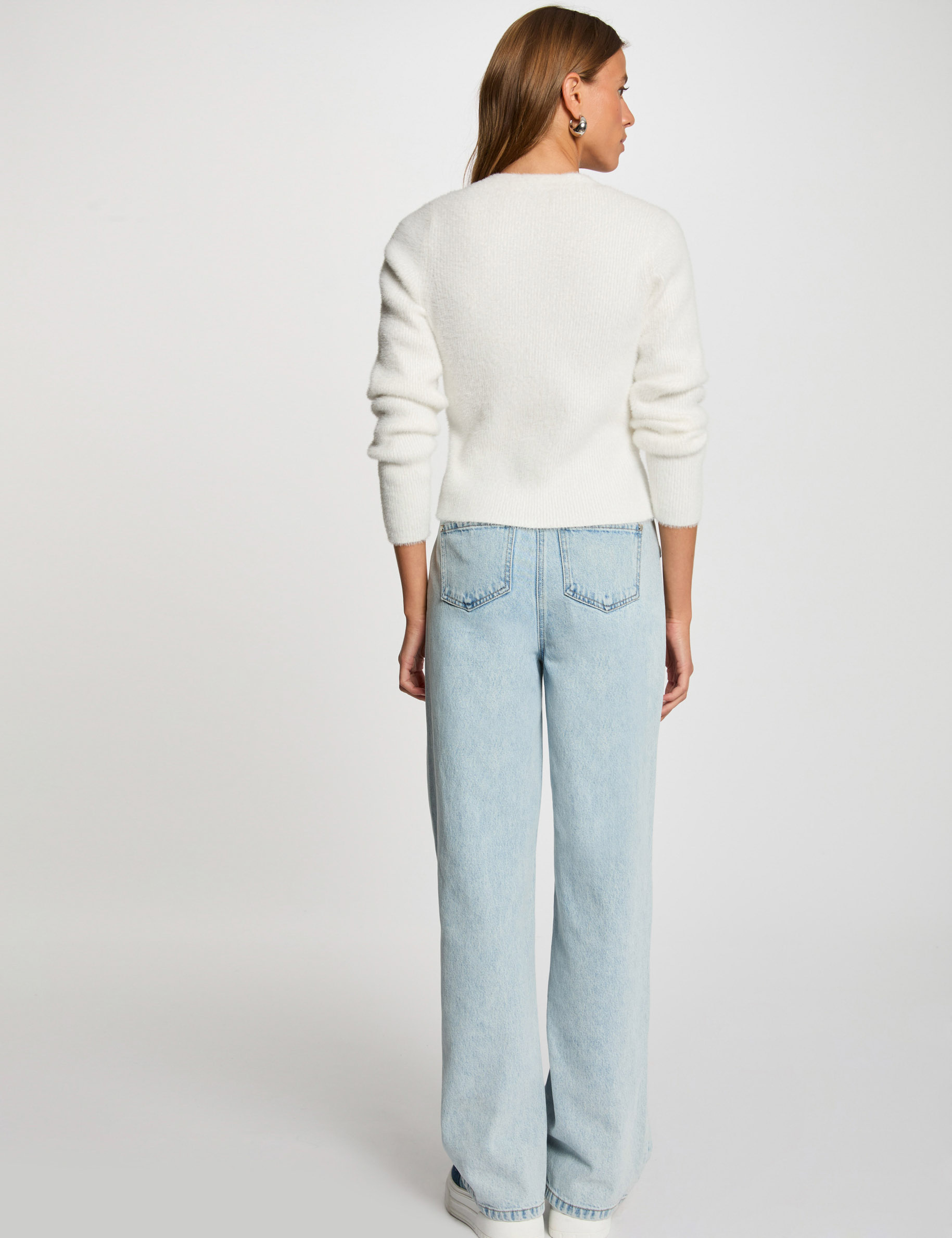 vest met lange mouwen helder wit vrouw Vest met lange mouwen helder wit vrouw