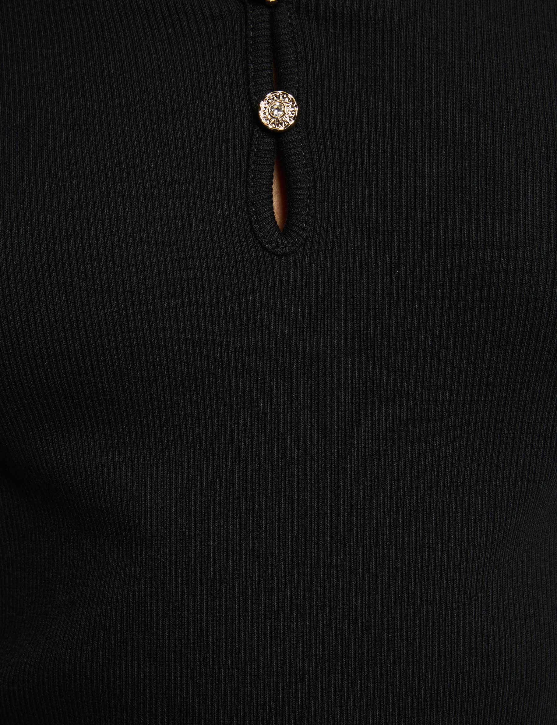 t shirt col coeur boutonne noir femme null