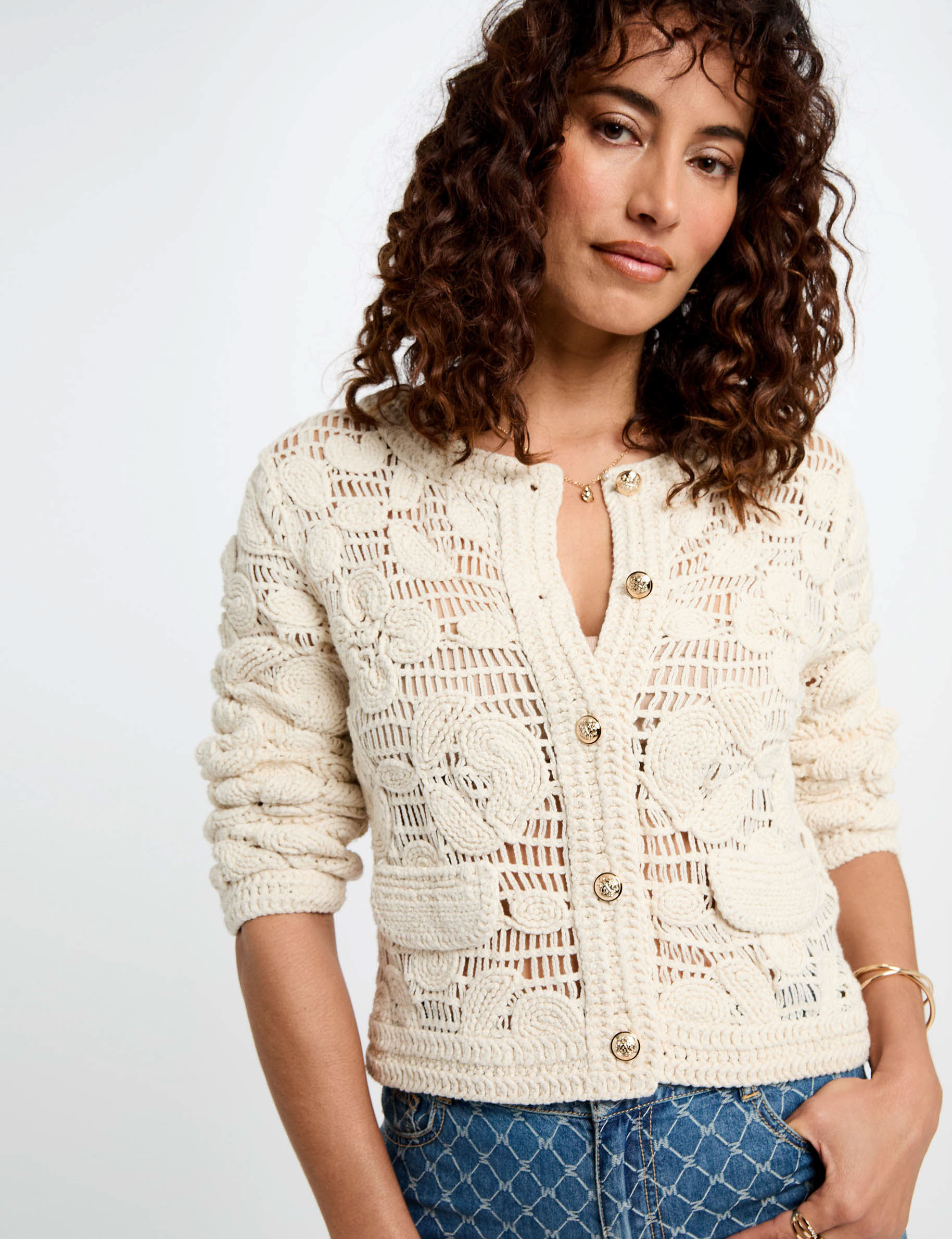gilet manches longues ivoire femme Gilet manches longues ivoire femme