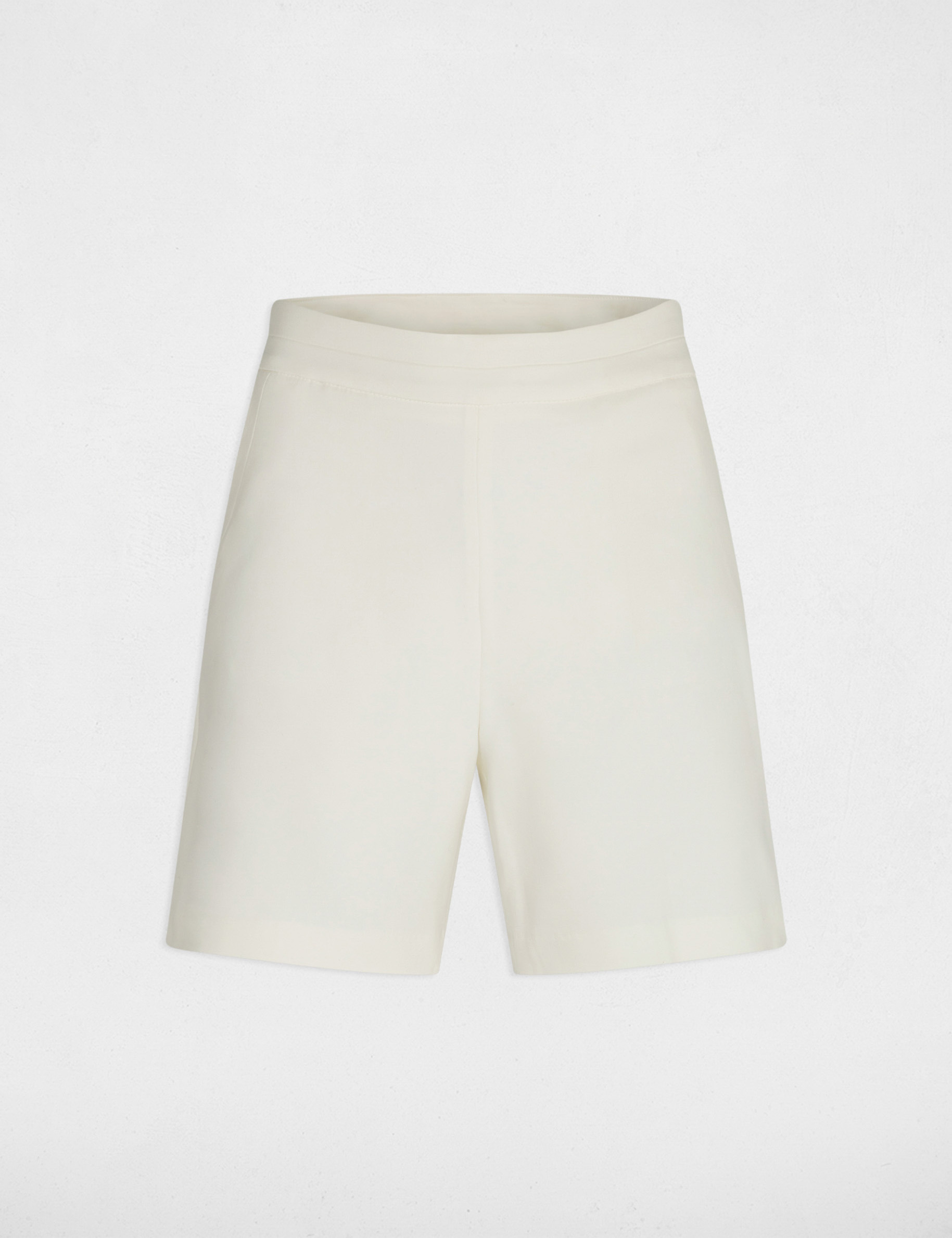short droit taille haute a pinces ecru femme Short droit taille haute à pinces ecru femme