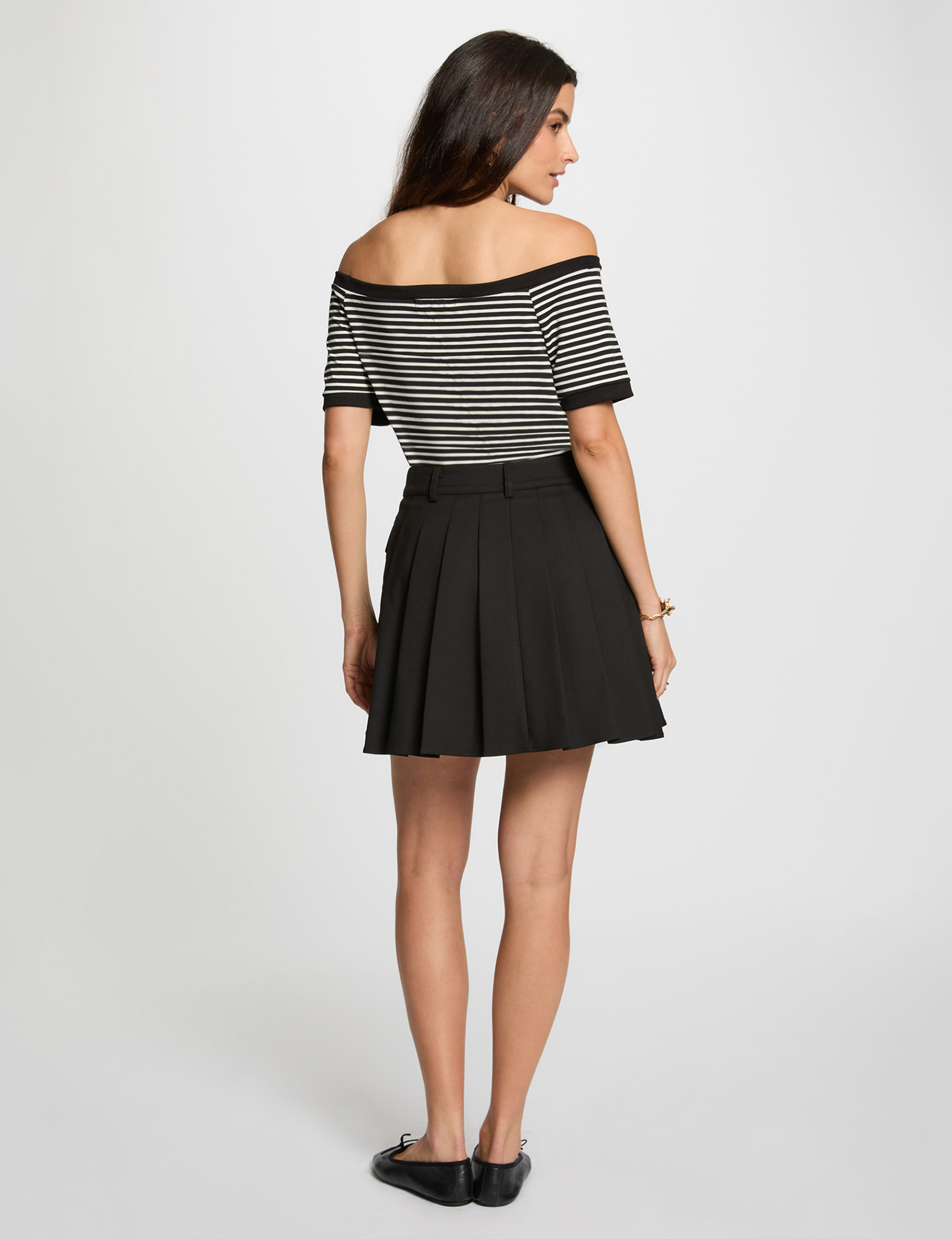 jupe courte plissee noir femme Jupe courte plissée noir femme