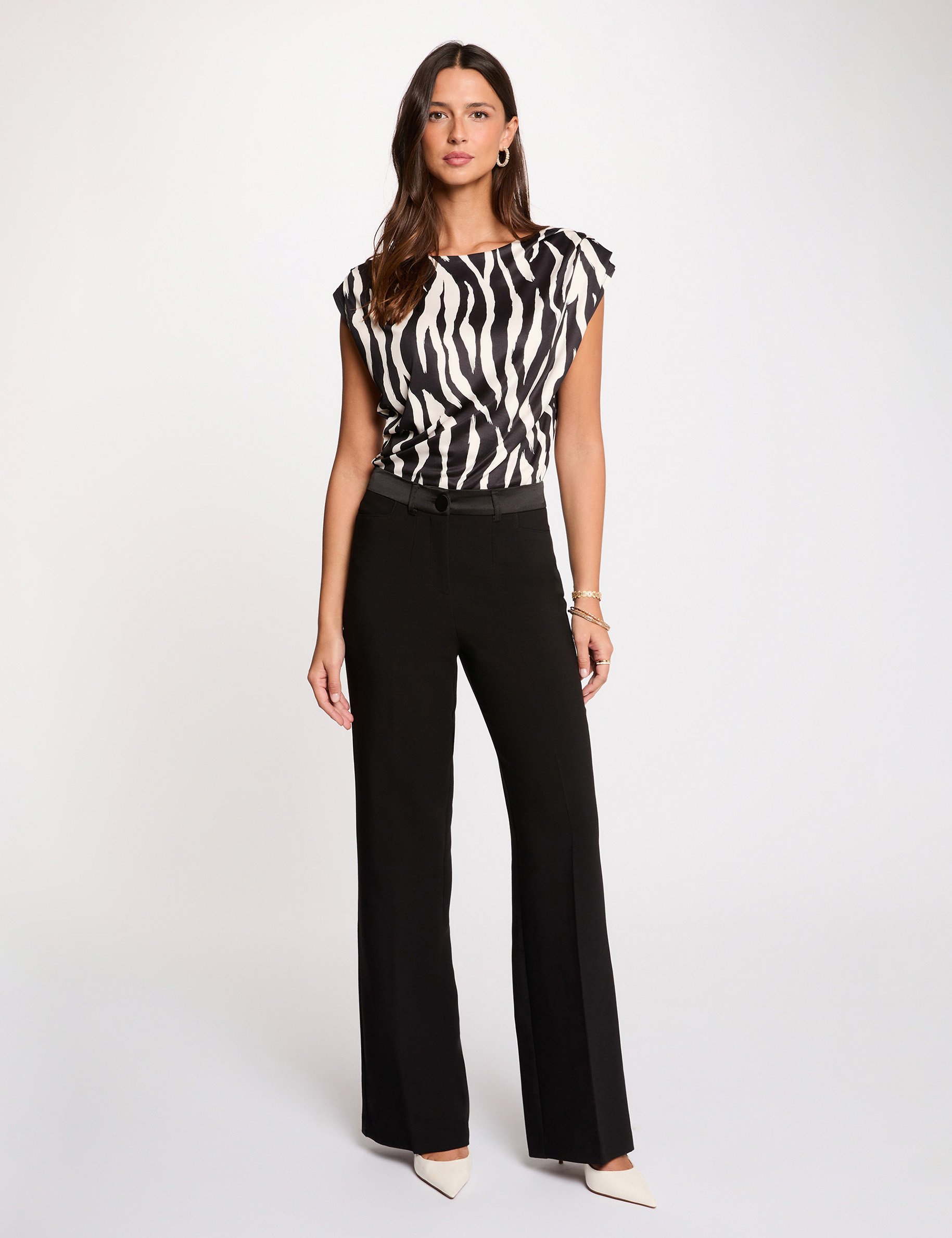 Nauwsluitend mouwloos T-shirt meerkleurig vrouw